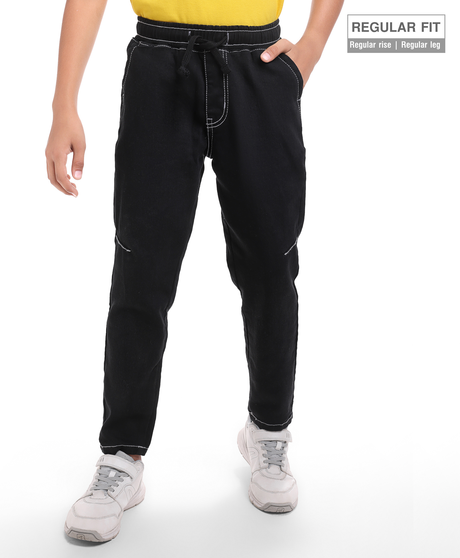 Pine Kids Denim Woven Full Length Washed Jeans - Black-picture-26