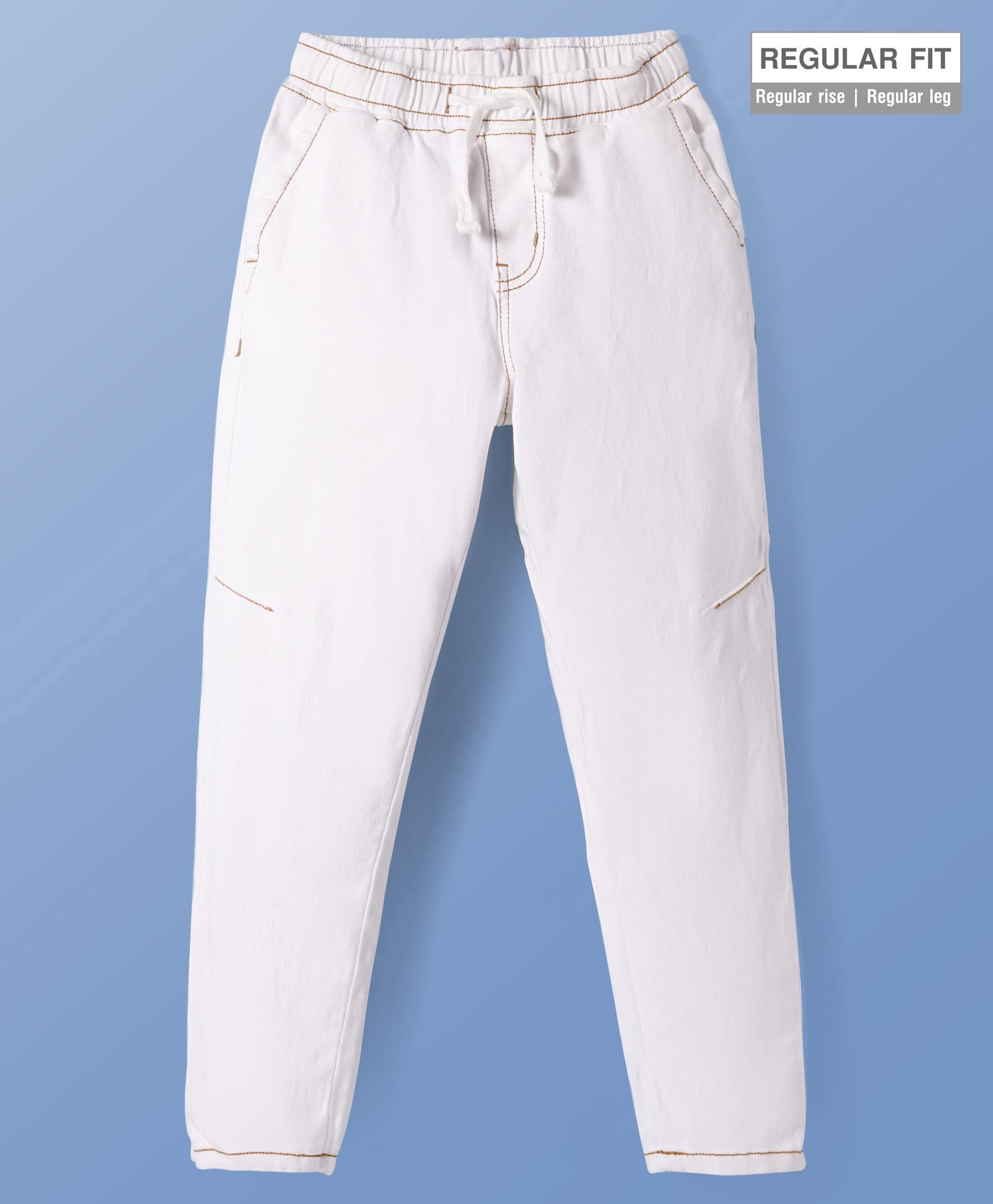 Pine Kids Denim Woven Full Length Washed Jeans - White-picture-18