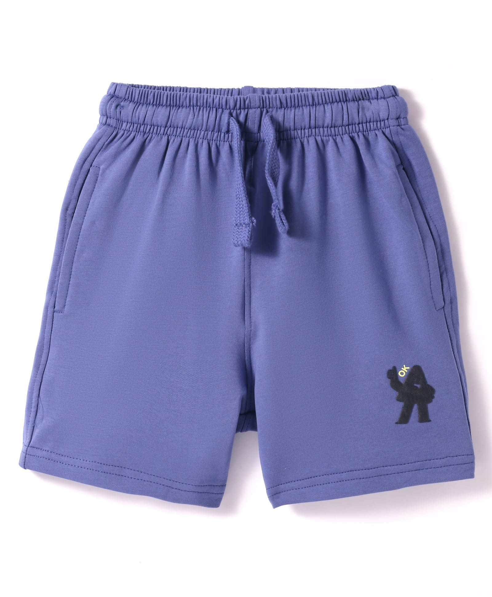 Doreme Terry Knit Knee Length Shorts With OK Patch - Royal Blue-picture-7