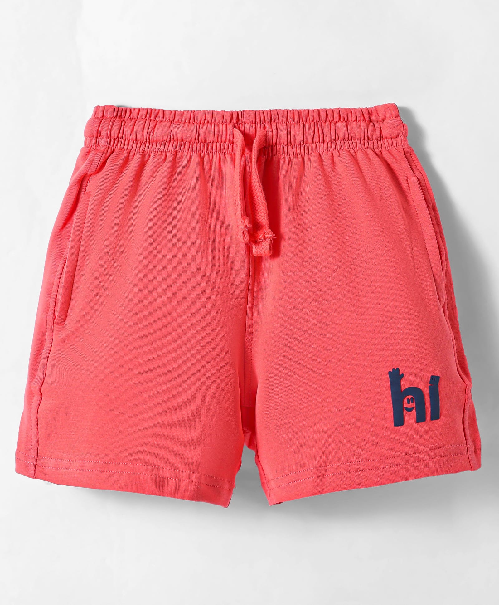 Doreme Terry Knit Knee Length Shorts With Hi Print - Coral-picture-25