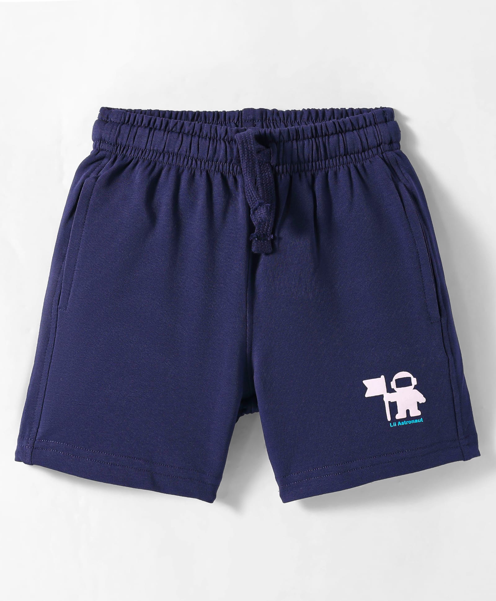 Doreme Terry Knit Knee Length Shorts With Astronaut Print - Navy Blue-picture-13