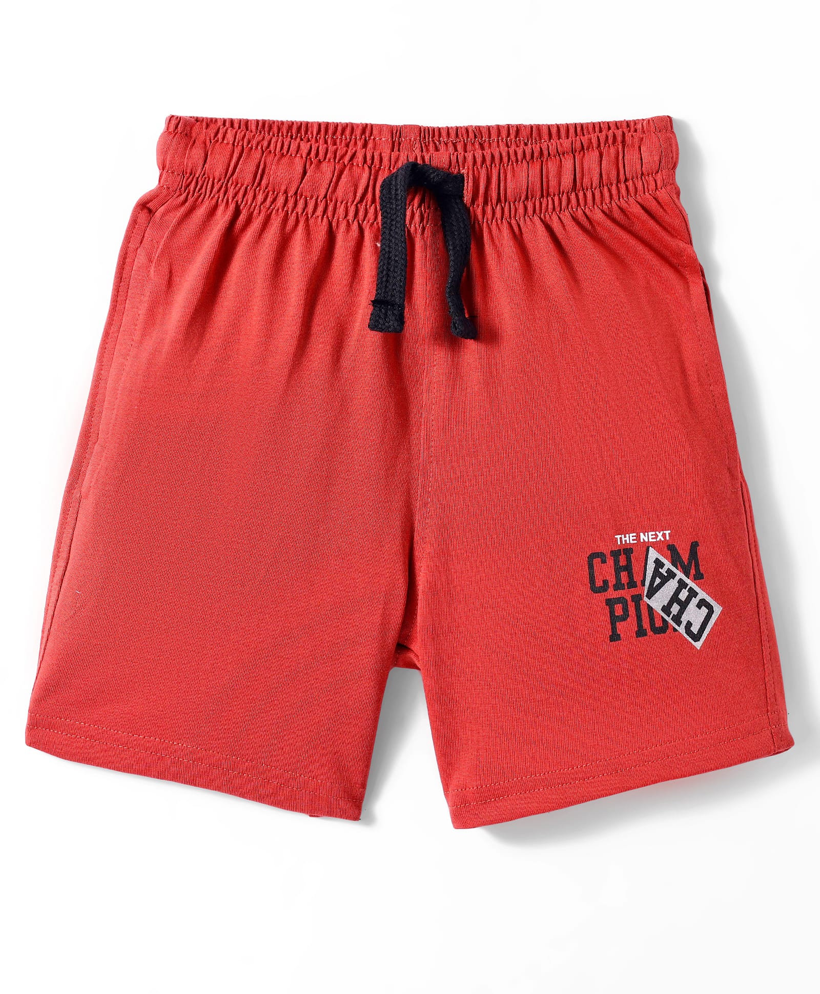 Doreme Terry Knit Knee Length Shorts With Text Print - Red-picture-12