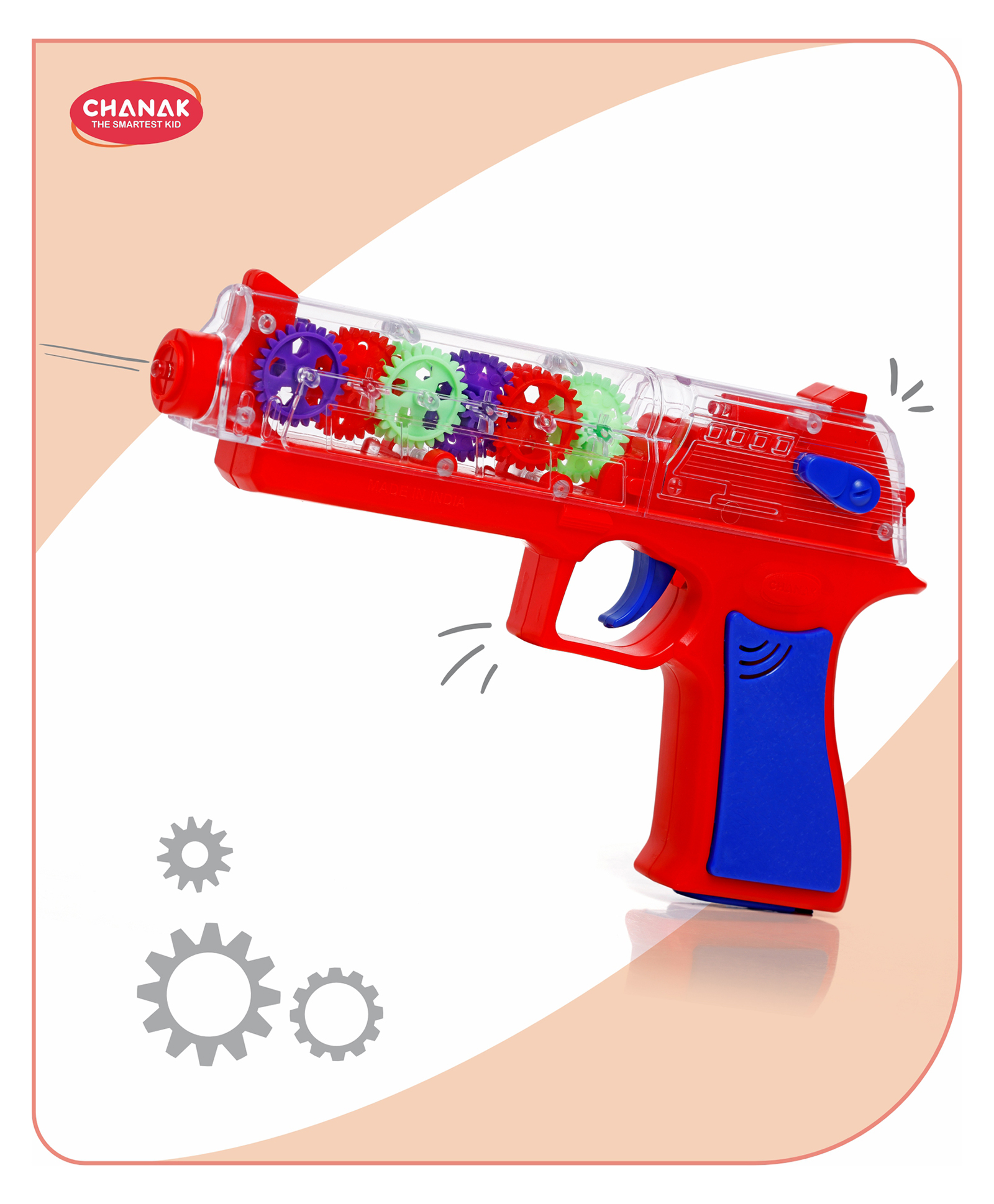 Aditi Toys Transparent Electric Gear Gun Toy - Musical Gear Gun with Moving Parts, Lights, and Vibration Features for Kids (Red)-picture-14