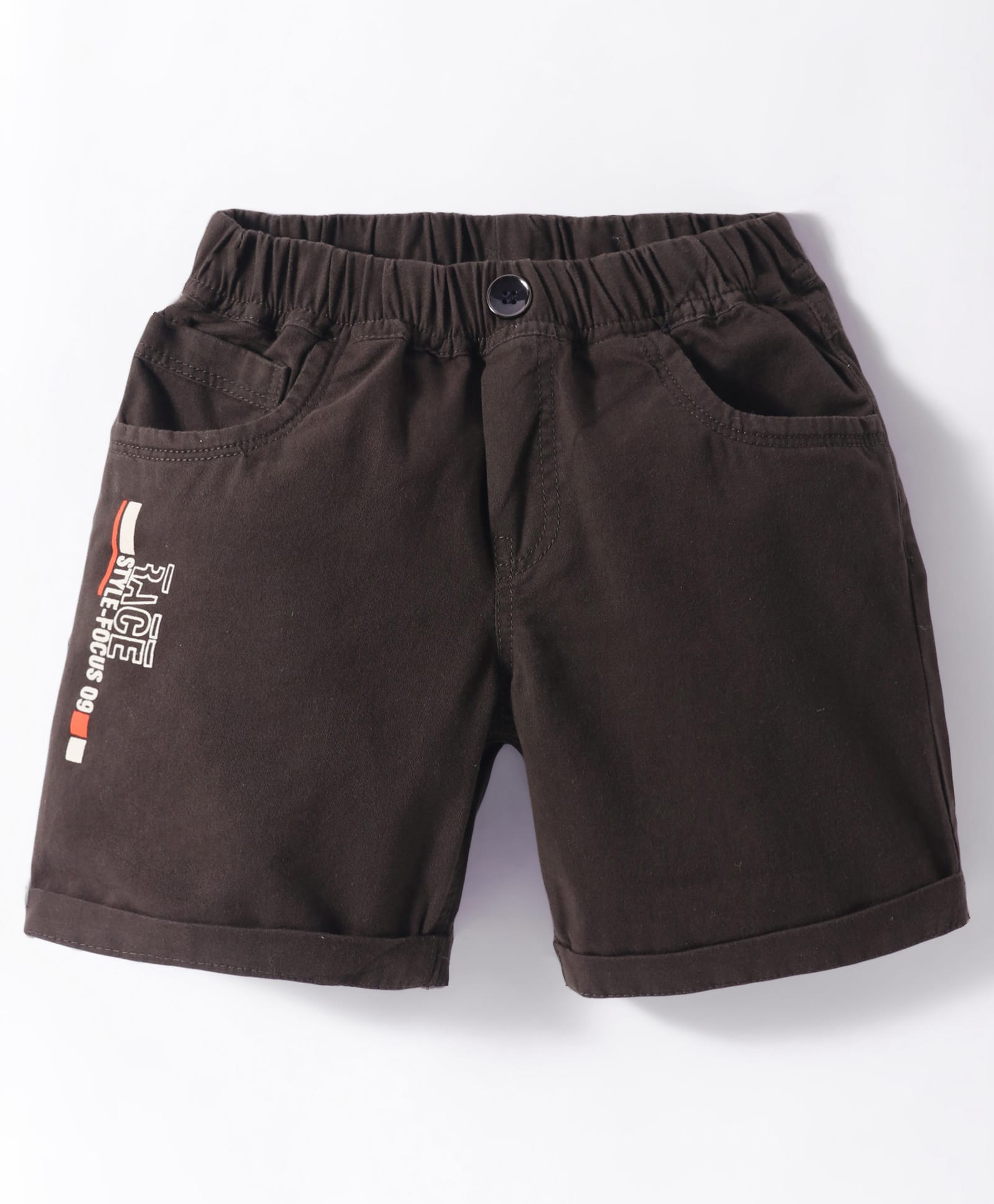 Olio Kids Cotton Knit Above Knee Length Shorts With Text Print - Olive Green-picture-32