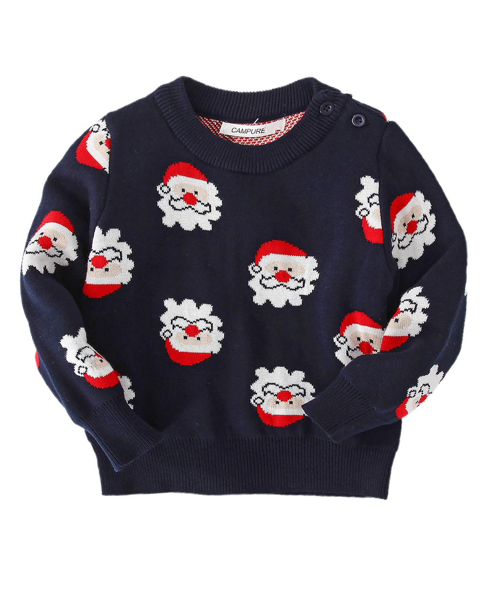 Little Surprise Box Christmas Theme Cotton Knitted Full Sleeves Santa Claus Designed Cardigan - Navy Blue-picture-38