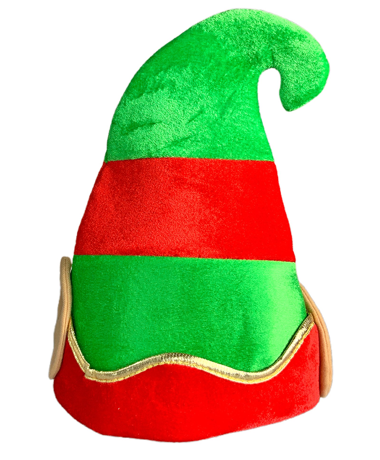 Little Surprise Box Christmas Theme Velvet Elf Ears Designed Colour Blocked Cap - Red & Green-image-47