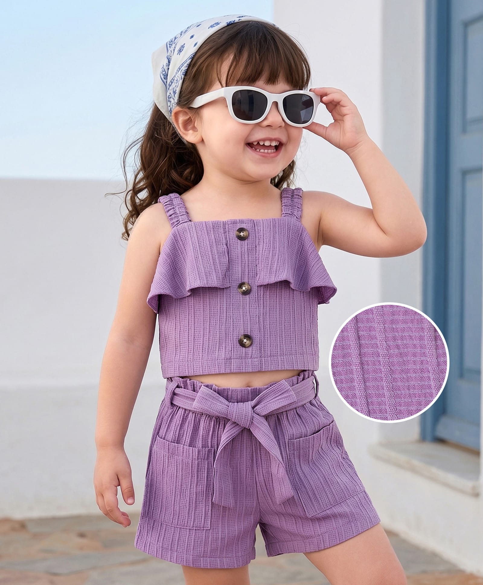 Mark & Mia Sleeveless Solid Color Top & Shorts Set - Purple-image-5