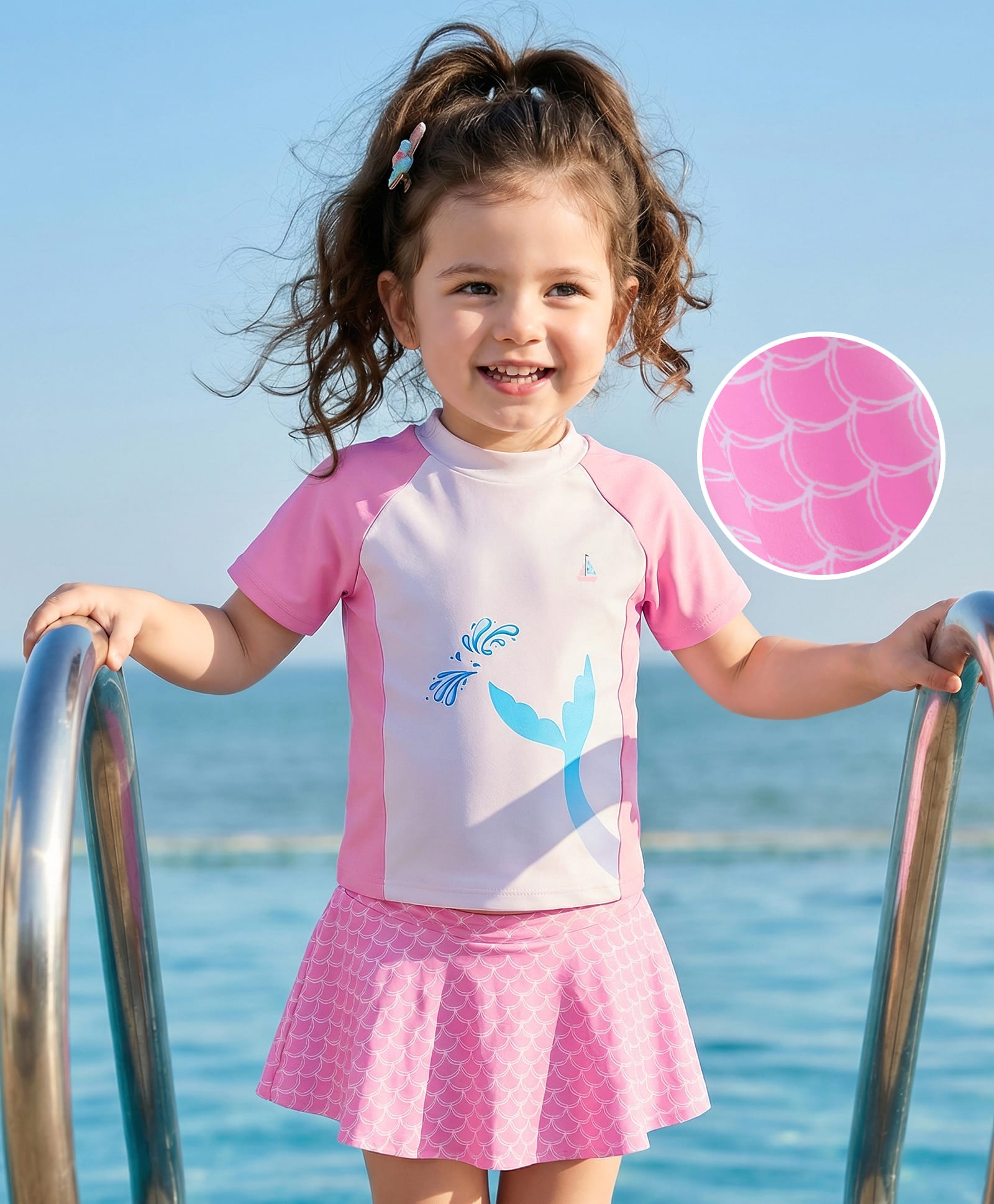 Mark & Mia Half Raglan Sleeves Two Piece Swimsuit - Pink-image-33