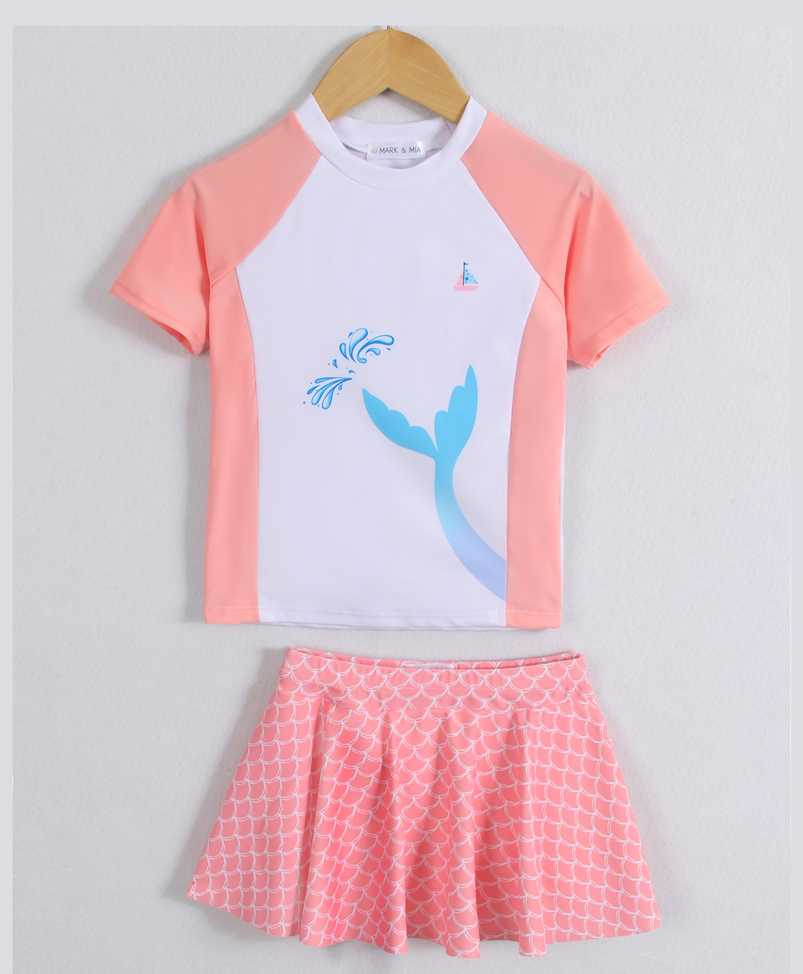 Mark & Mia Half Raglan Sleeves Two Piece Swimsuit - Peach-picture-15