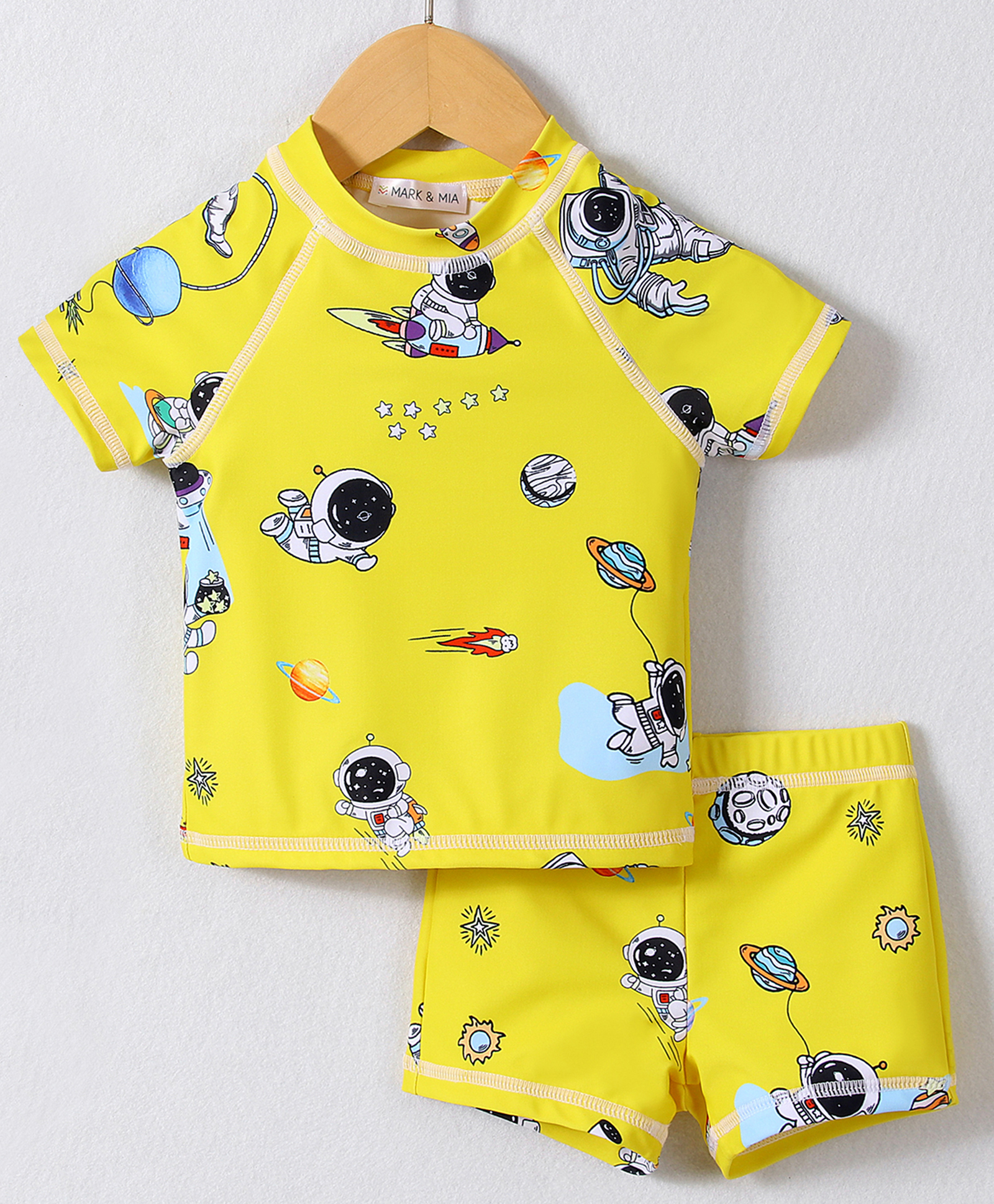 Mark & Mia Half Raglan Sleeves Two Piece Swimsuit with Space Theme Print - Yellow-image-37