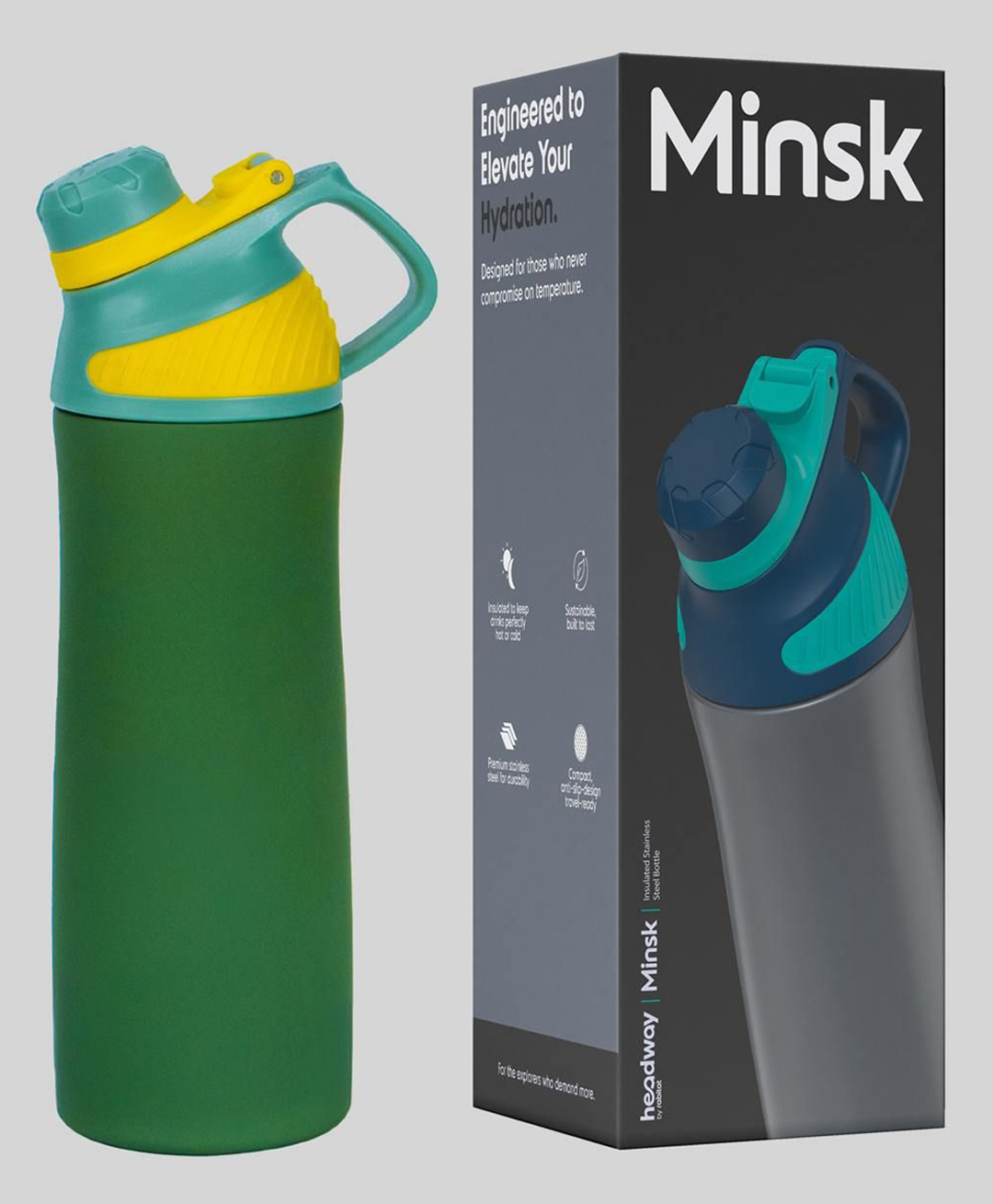 Headway Minsk Stainless Steel Water Bottle Meridian Green - 550ml-picture-9