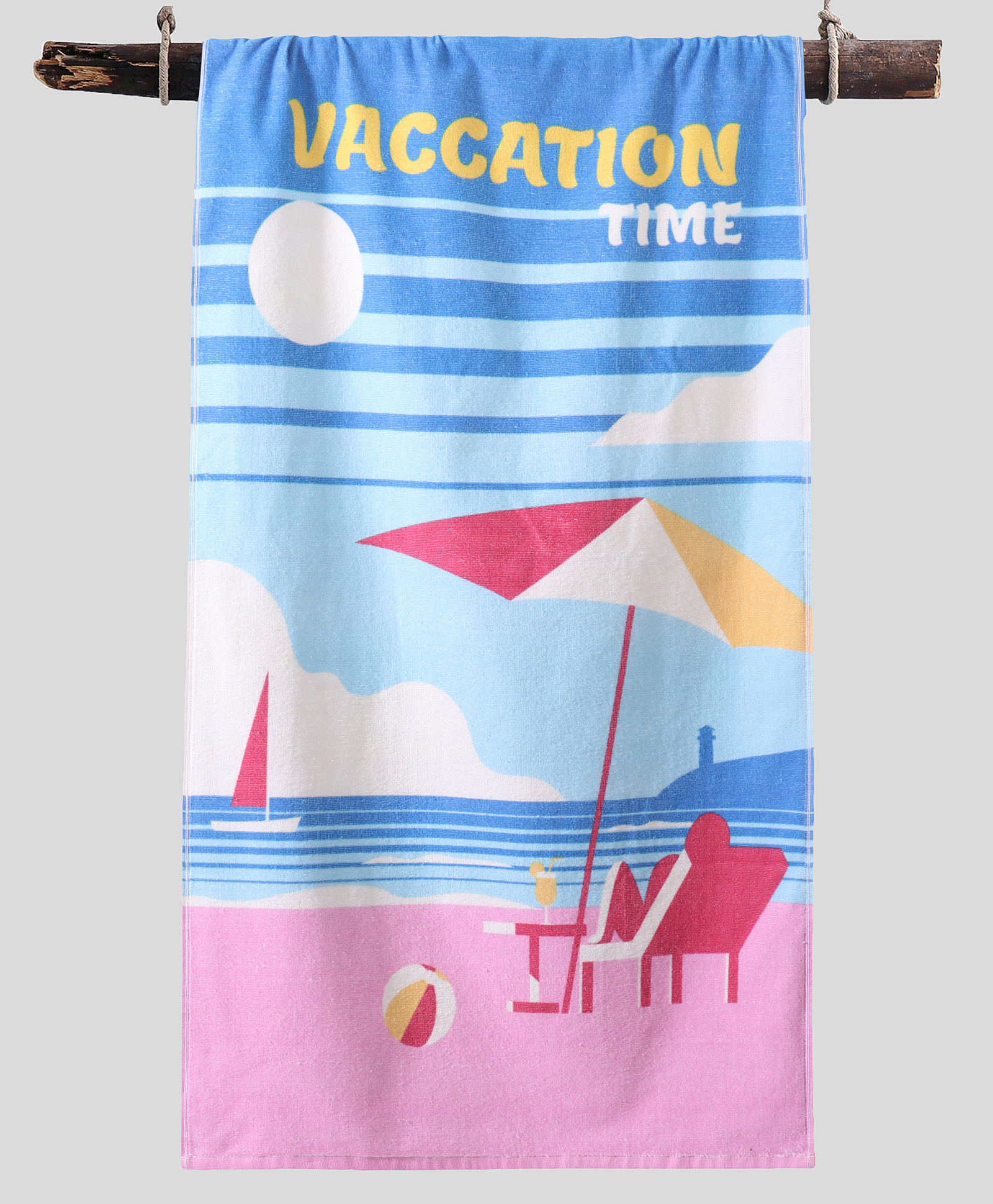 Pine Kids Terry Woven Towel Beach Theme Print L 125 x B 60 cm - Multicolor-image-29