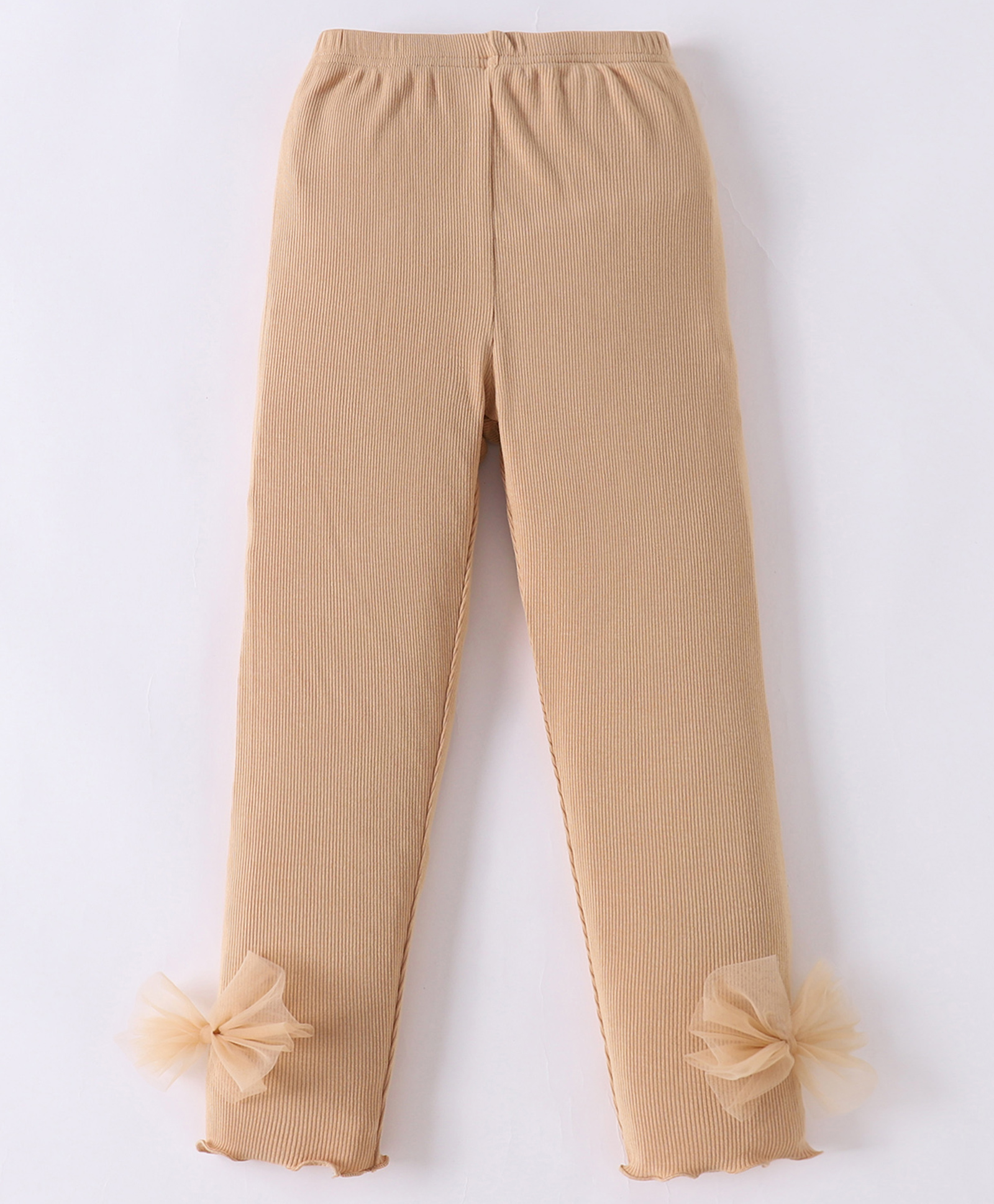 Mark & Mia Viscose Solid Color Leggings with Bow Applique - Brown-image-9