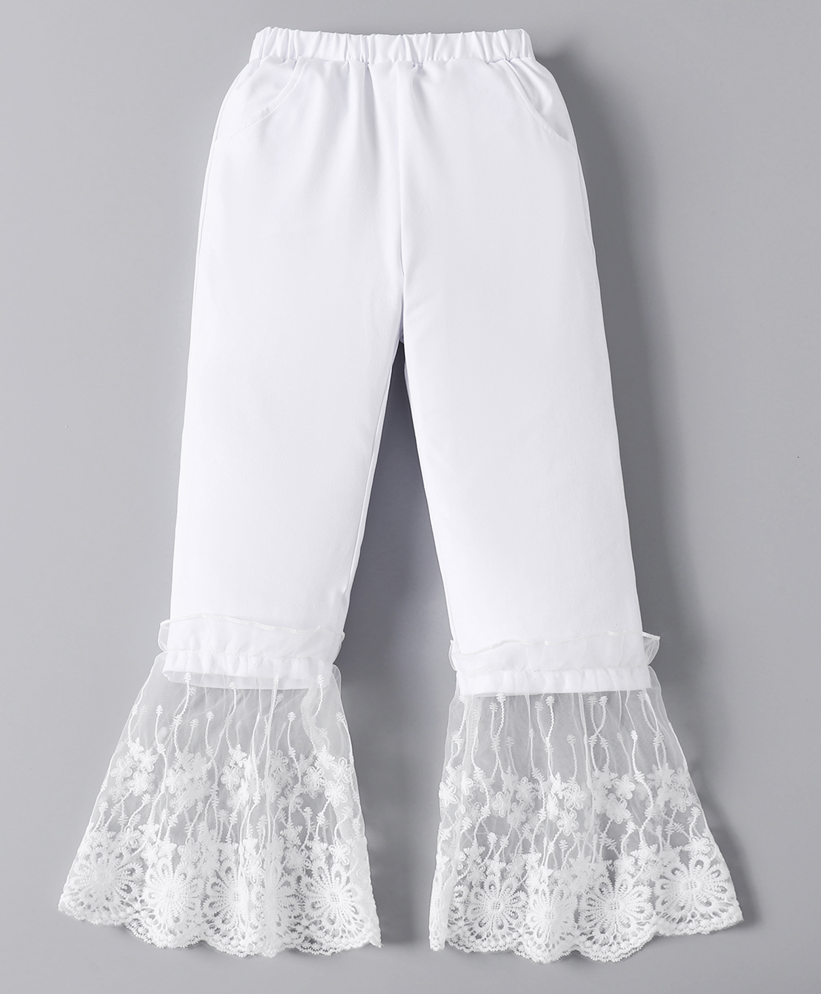 Mark & Mia Full Length Leggings with Floral Chikankari Detailing - White-picture-10