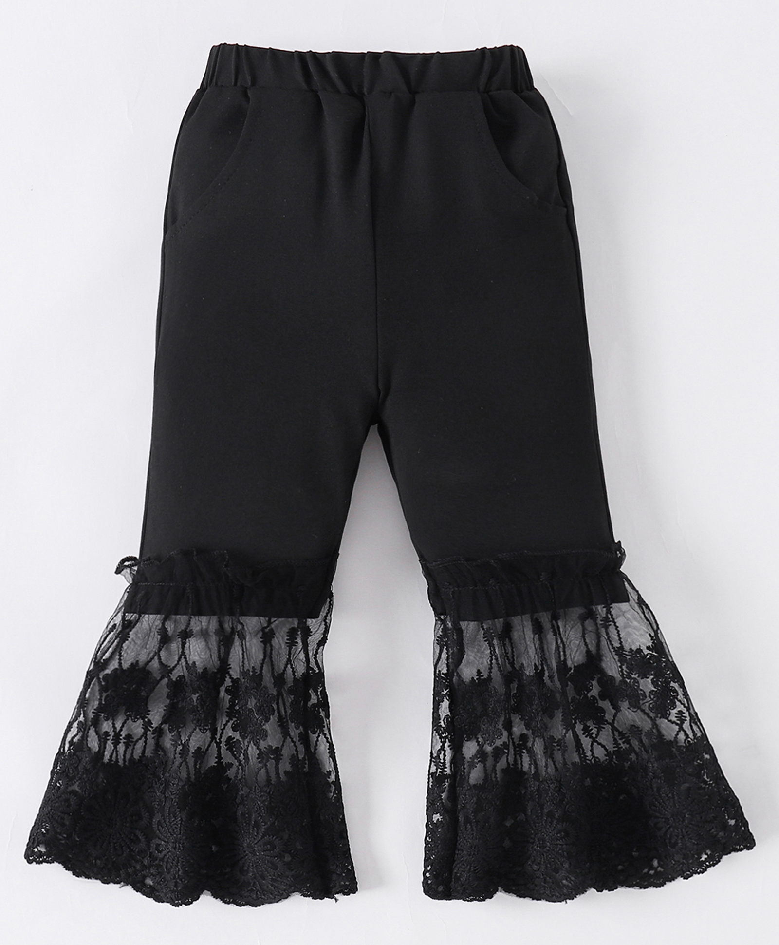 Mark & Mia Full Length Leggings with Floral Chikankari Detailing - Black-picture-15