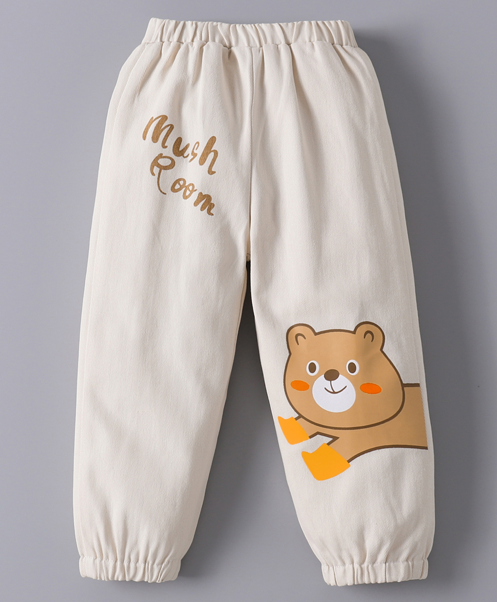 Mark & Mia Cotton Full Length Trouser with Bear Print - Cream-picture-16