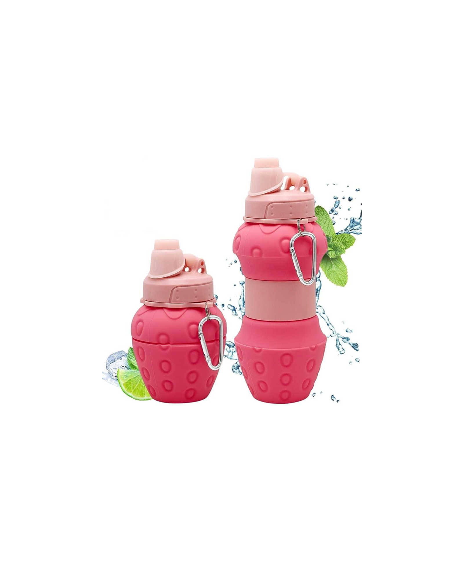 AKN TOYS Folding 600 ml Silicone Collapsible Water Bottle Cute Design for Children, Silicone Sports Water Bottle for Outdoor Sports Water Bottle (Strawberry )-image-5