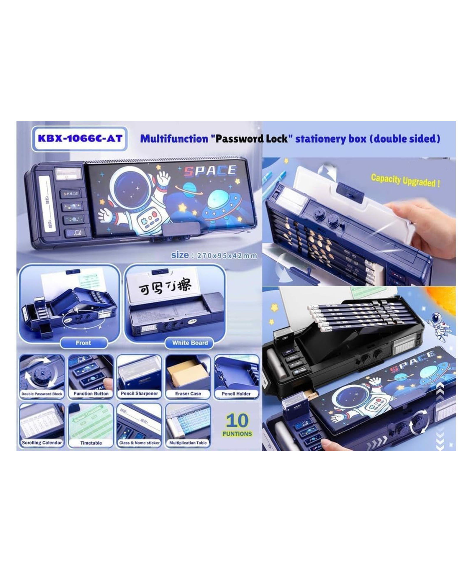 Azhari Multifunctional Space Theme-Password LockPencil Box for Kids Color May Vary-image-23