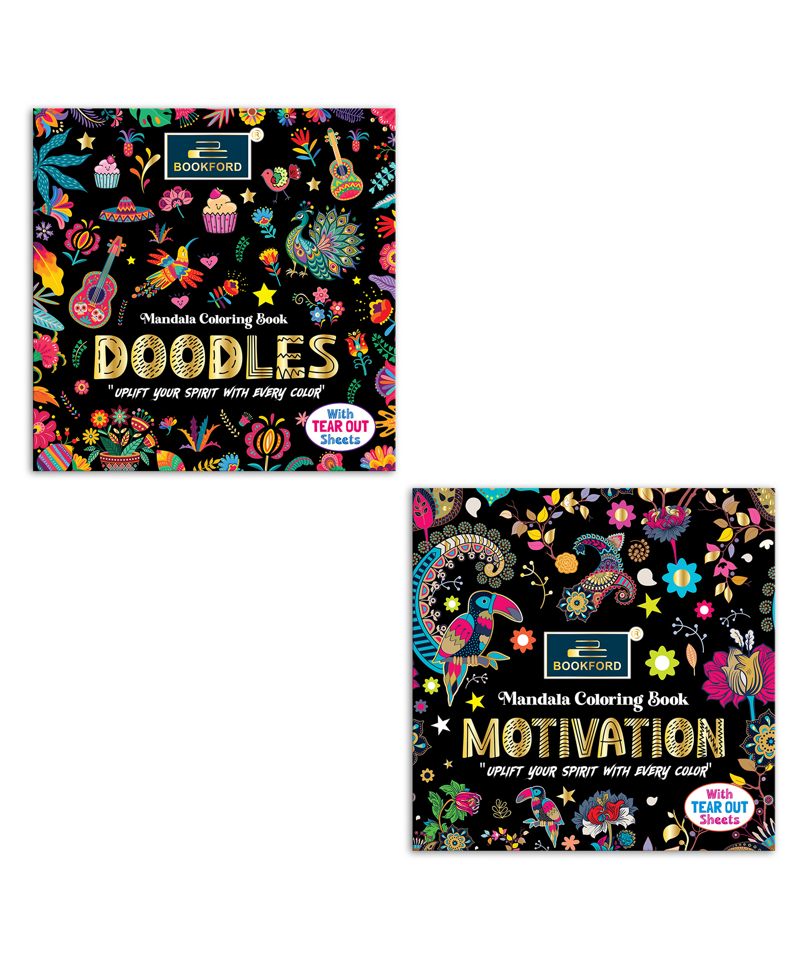 bookford publications Mandala Coloring Book Uplift Your Spirit with Every Color for Kids (set of 2 Books) - Doodles, Motivation-picture-14
