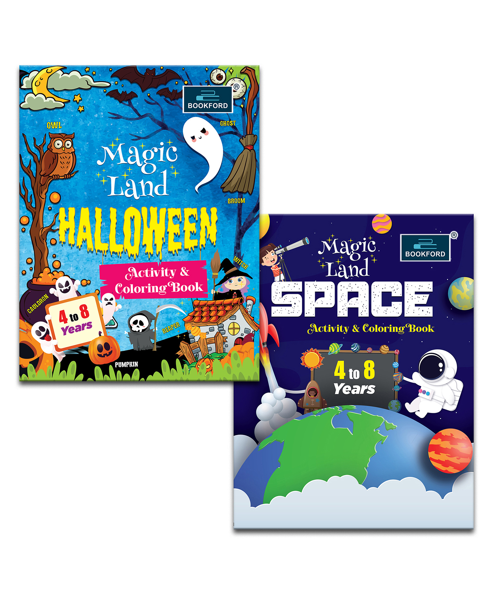 Magic Land Halloween And Space Activity & Coloring Book For Kids Set Of 2-image-3