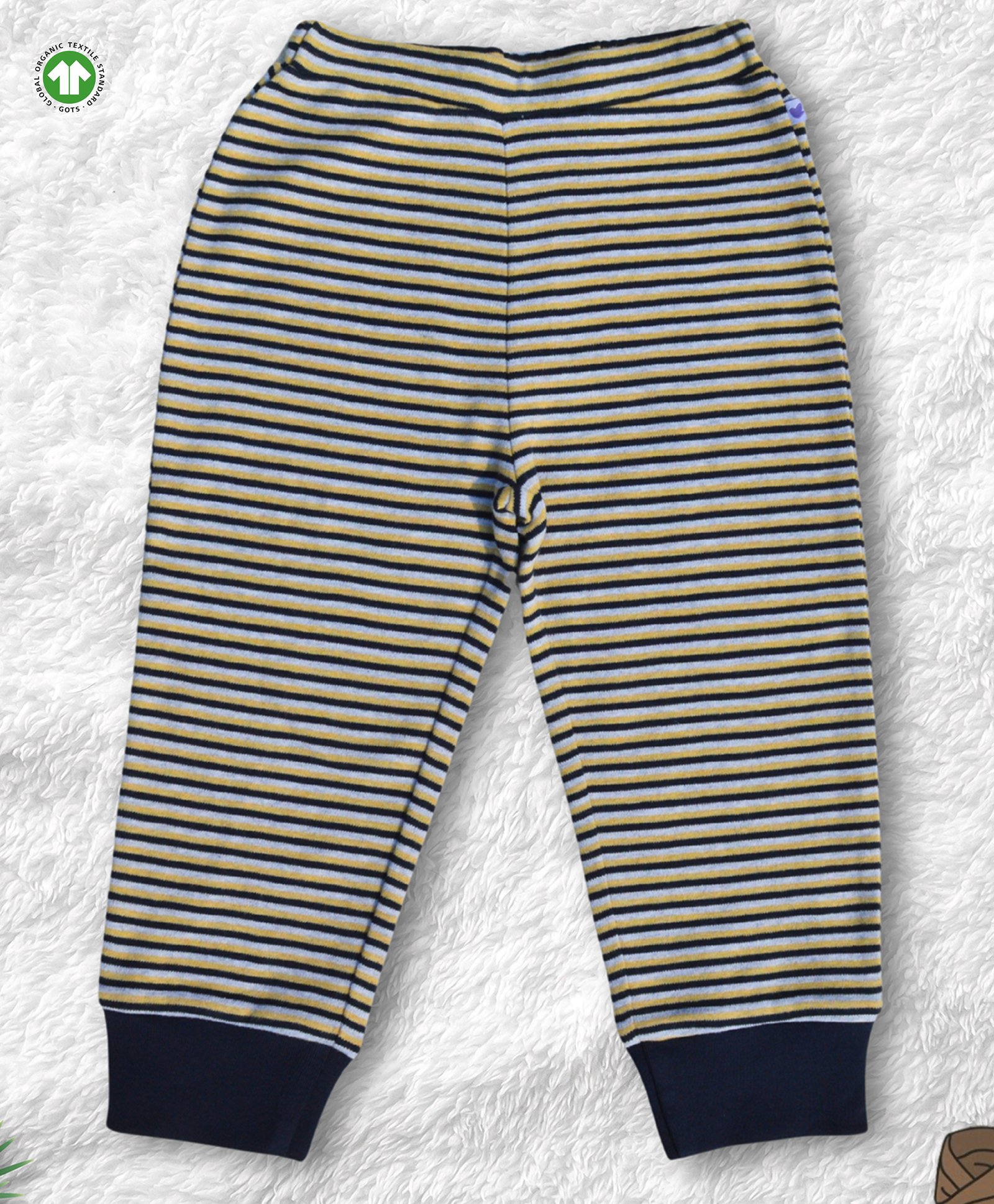 Pranava 100% Organic Cotton Striped Pant - Yellow & Black-picture-15