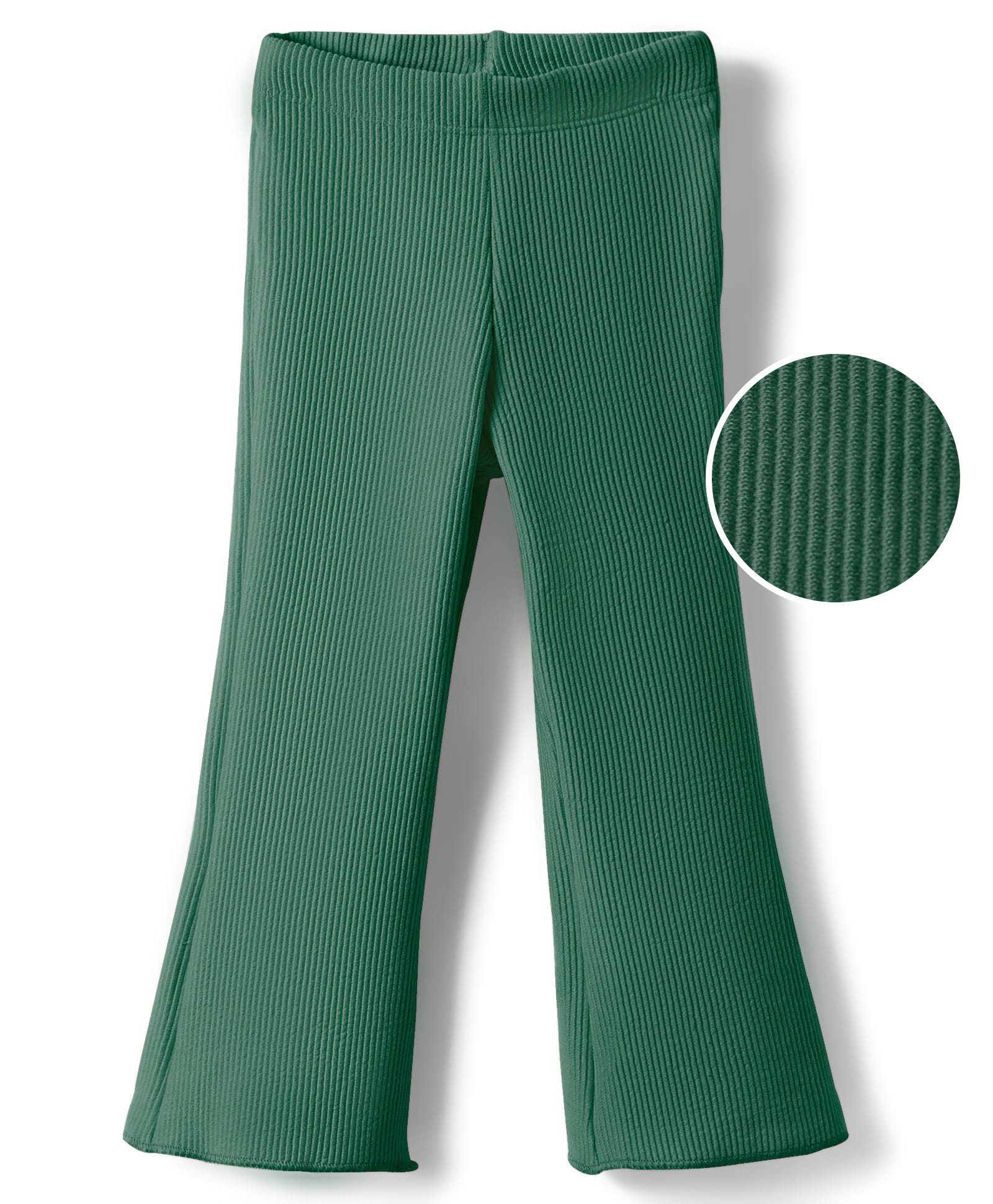 Kookie Kids Knit Full Length Wide Leg Solid Pant With Rib & Stretch - Green-image-12