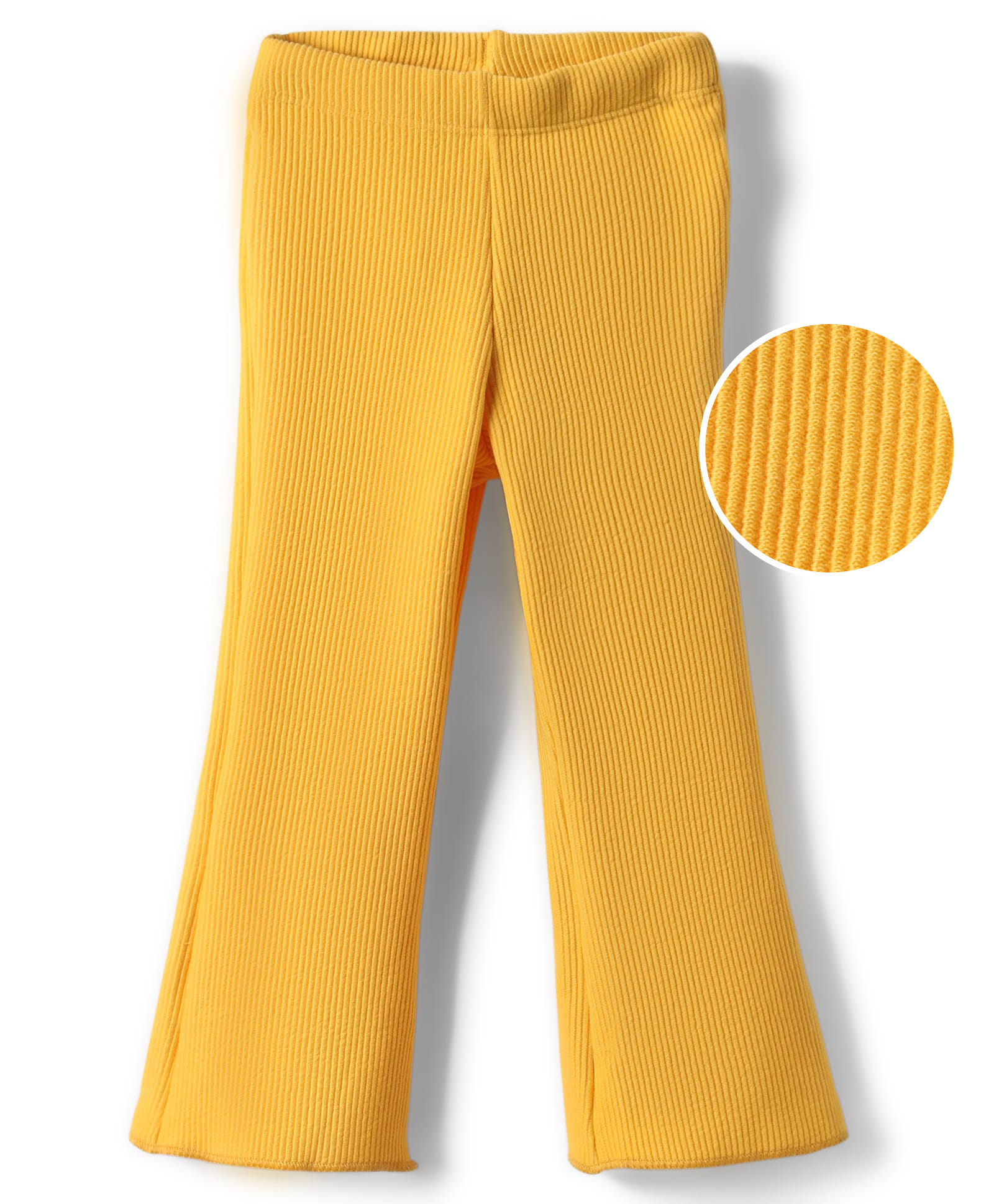 kookie kids india Kookie Kids Knit Full Length Wide Leg Solid Pant With Rib & Stretch - Yellow-picture-19