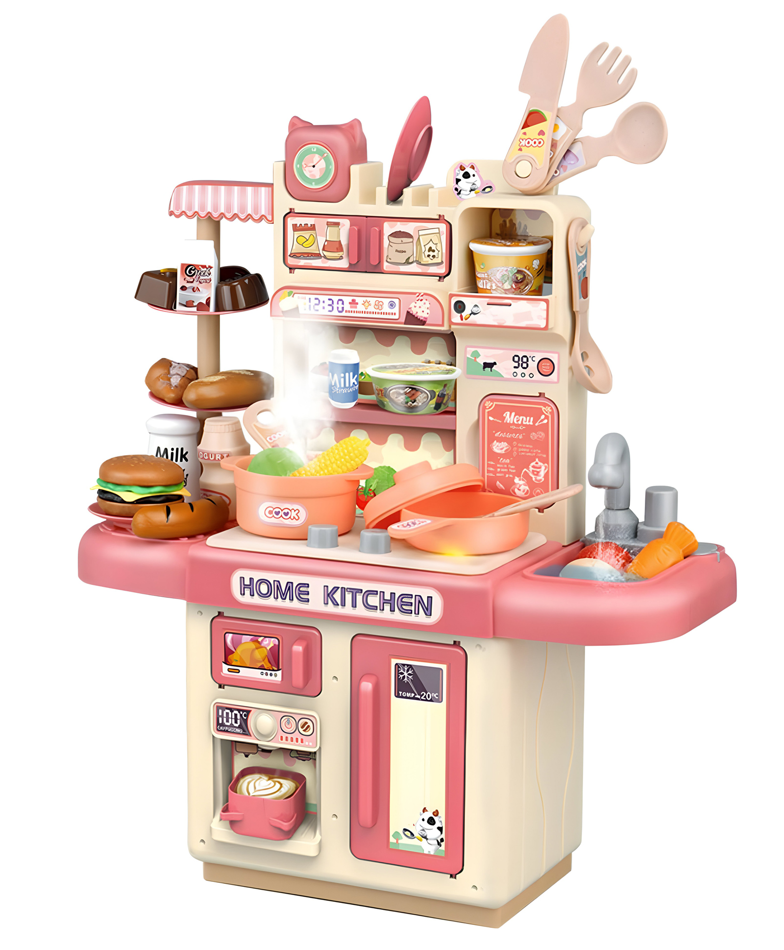 NEGOCIO Dream Kitchen Playset Toy Pretend Play Realistic Cooking Action Modern Kitchen Set Light Up Stove Real Like Working Sink- PACK OF 1 - COLOR MAY VARY-image-13