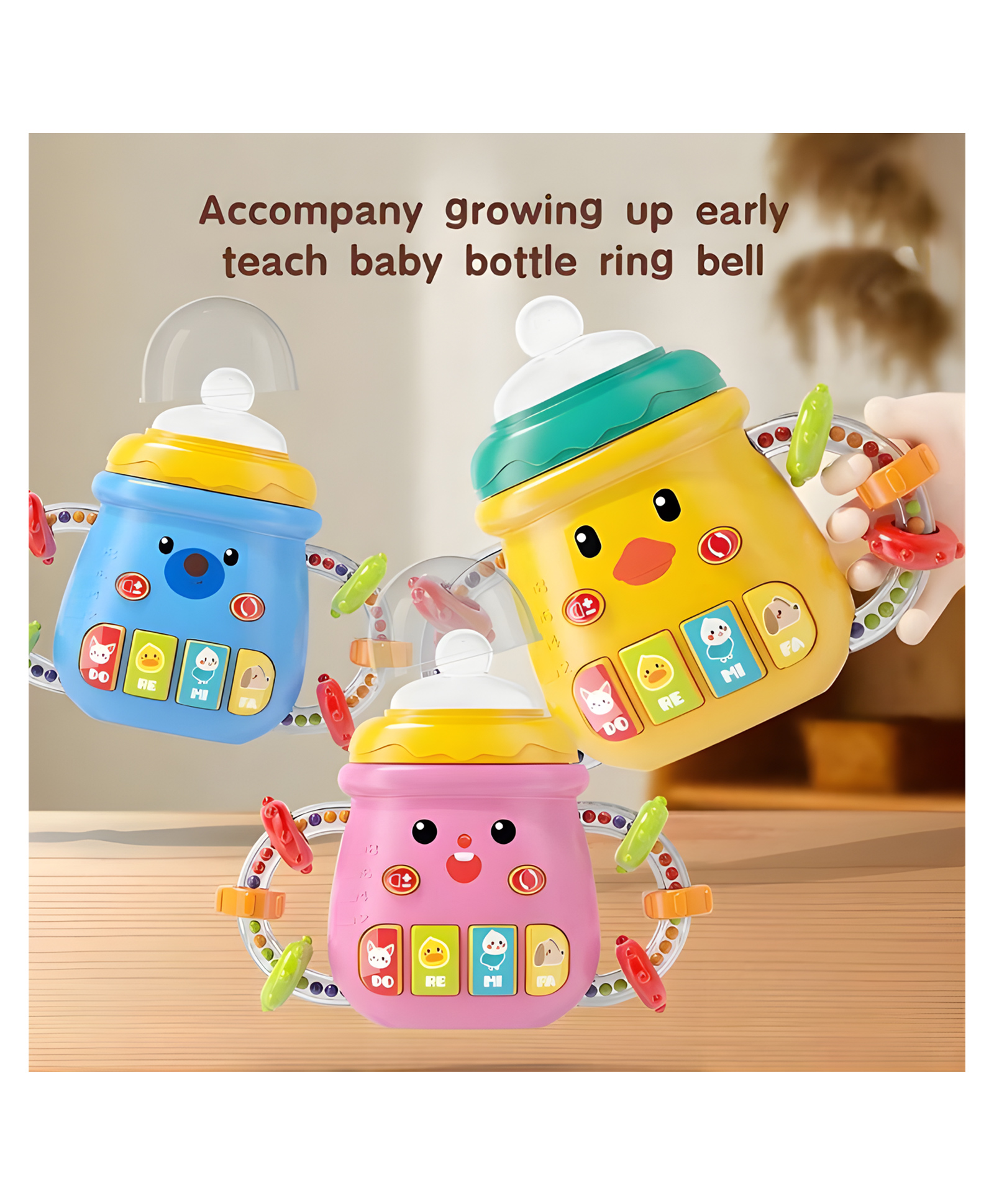 NEGOCIO Childrens Cute Music Light Milk Bottle Multifunctional Baby Educational Early Education Parent-Child Interactive Toy Milk Bottle- PACK OF 1 - COLOR MAY VARY-image-3