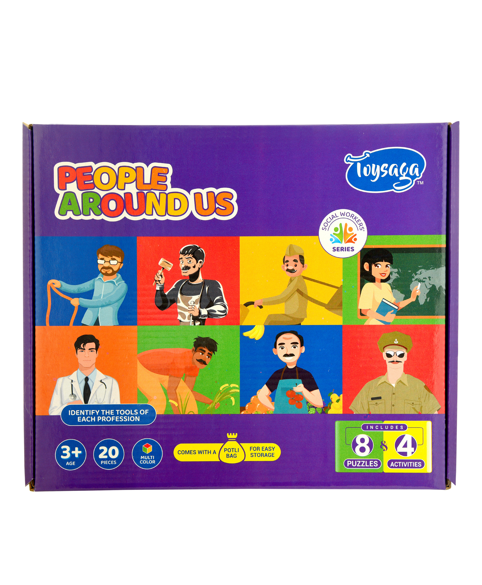 Toysaga People Around Us Social Workers Series| 8 Self Corrective Color Coded Cardboard Puzzles| Tray with 4 Activities| Fun & Educational Game| Jigsaw Puzzle for Kids Ages 3 & Above| Return Gift - 20 Pieces-picture-19