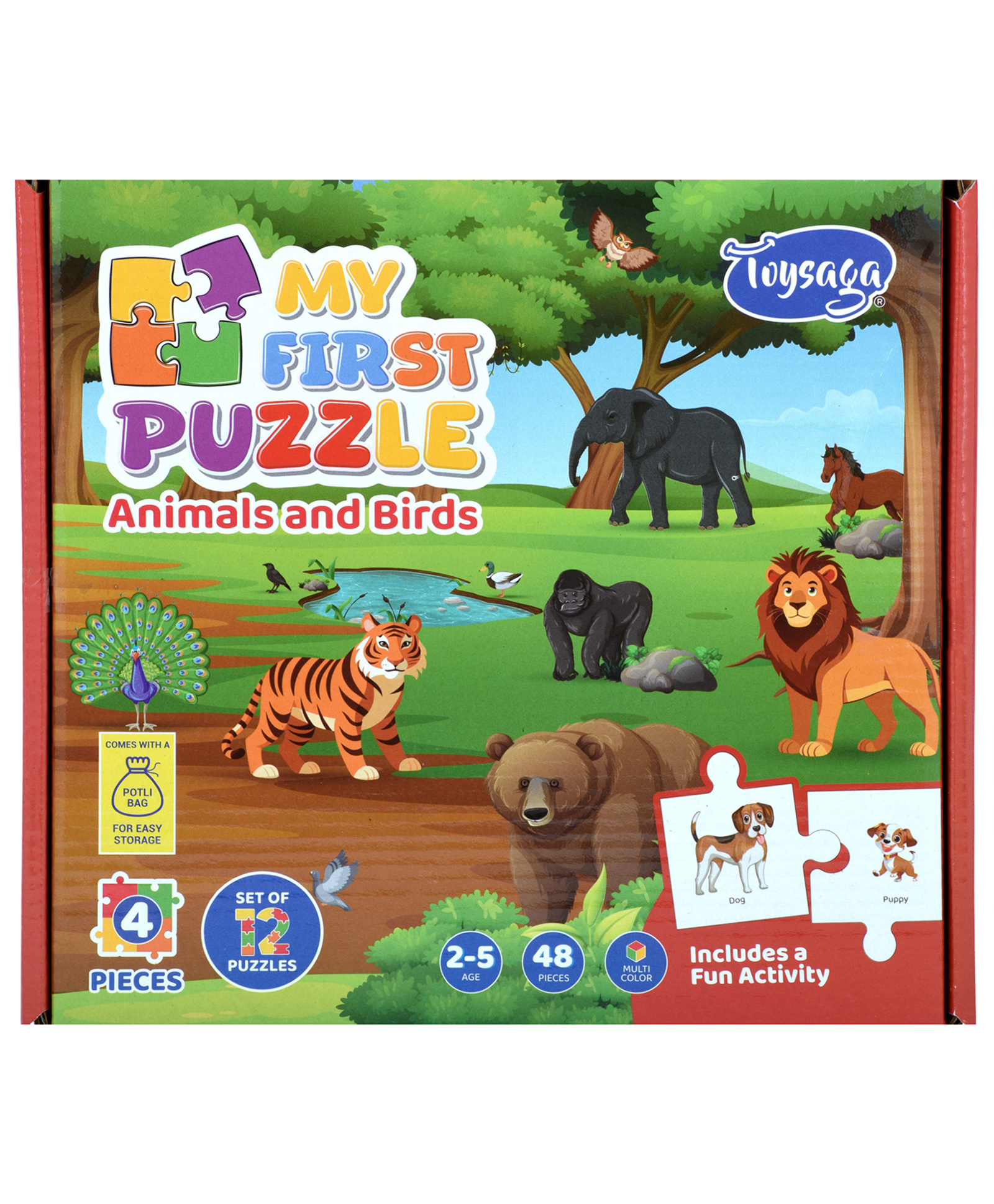 Toysaga My First Puzzle| Animals & Birds| Set of 10 Jigsaw Puzzles (40 Pieces) for Kids Above 2+ Years| 20 Matching Adults to Young Ones Activity| Fun & Educational Game| Gift for Boys & Girls-image-7
