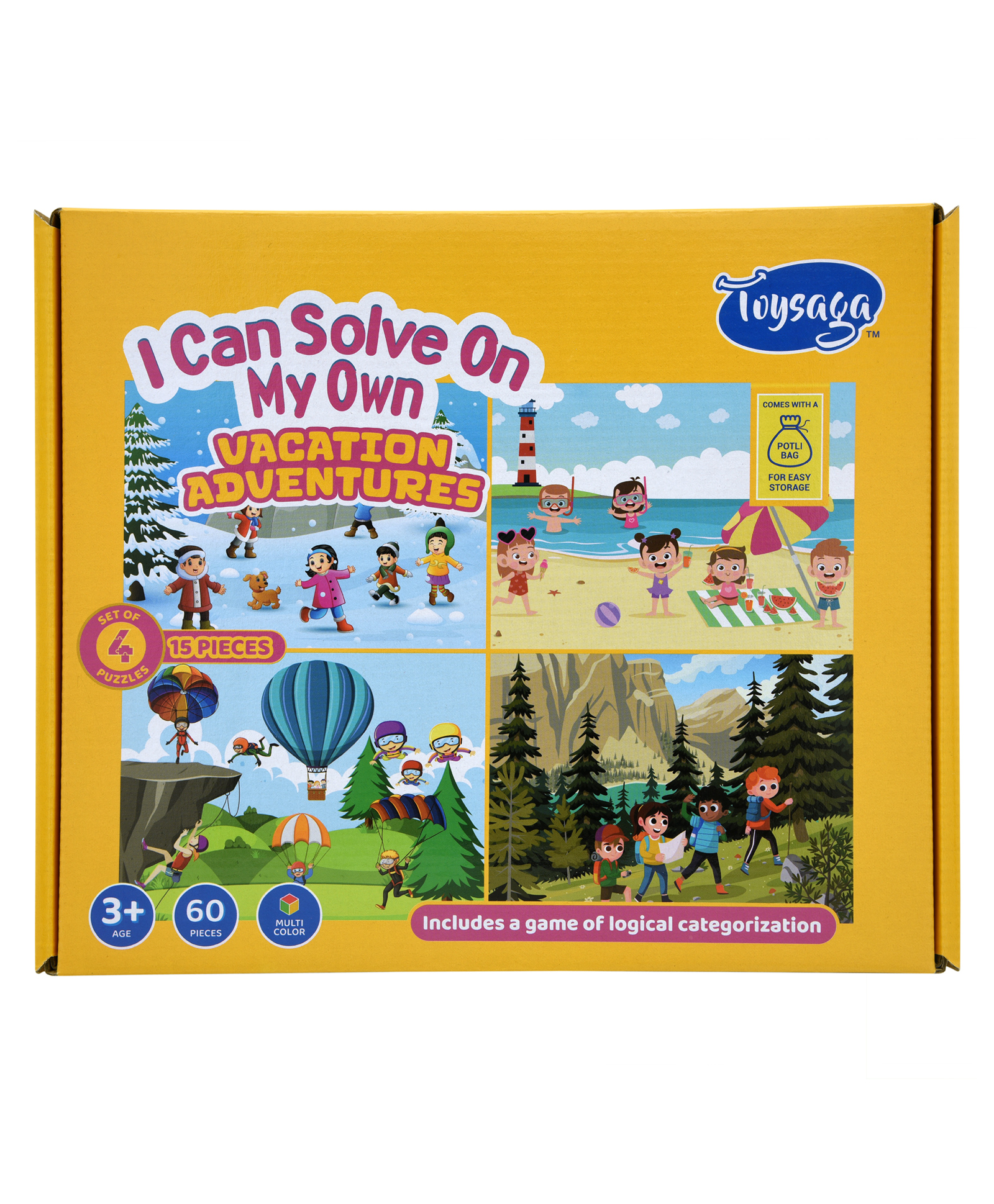 Toysaga I Can Solve On My Own| Vacation Adventures| Set of 4 Jigsaw Puzzles (60 Pieces) for Kids Above 3+ Years| Logical Categorization Game| Fun & Educational Game| Gift for Boys & Girls-image-44