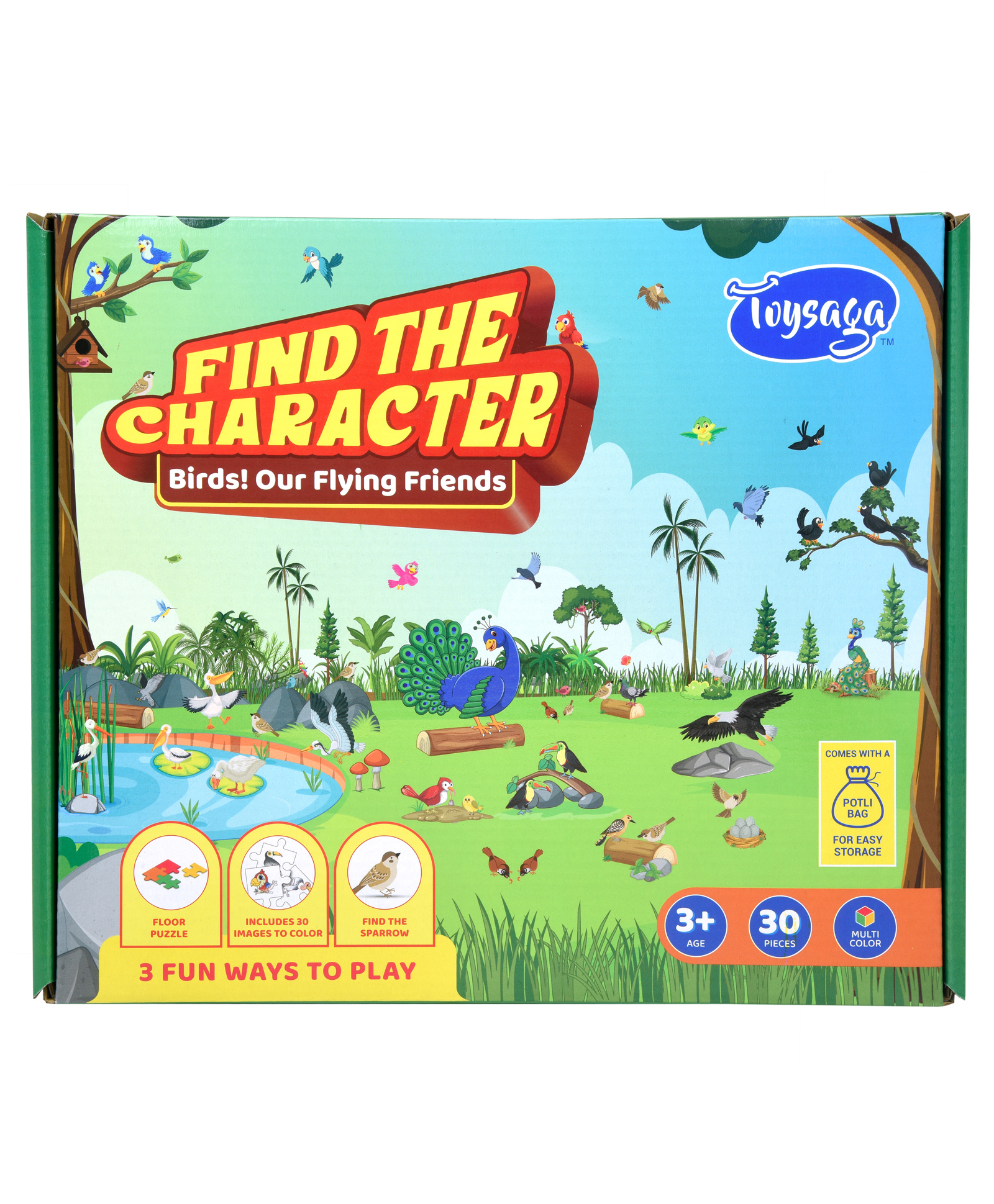 Toysaga Find The Character| Birds! Our Flying Friends| 30 Pieces Floor Puzzle for Kids Above 3+ Years| Jigsaw Puzzle| Find The Sparrow|Coloring DIY Activity| Fun Educational Game|Gift for Boys & Girls-image-14