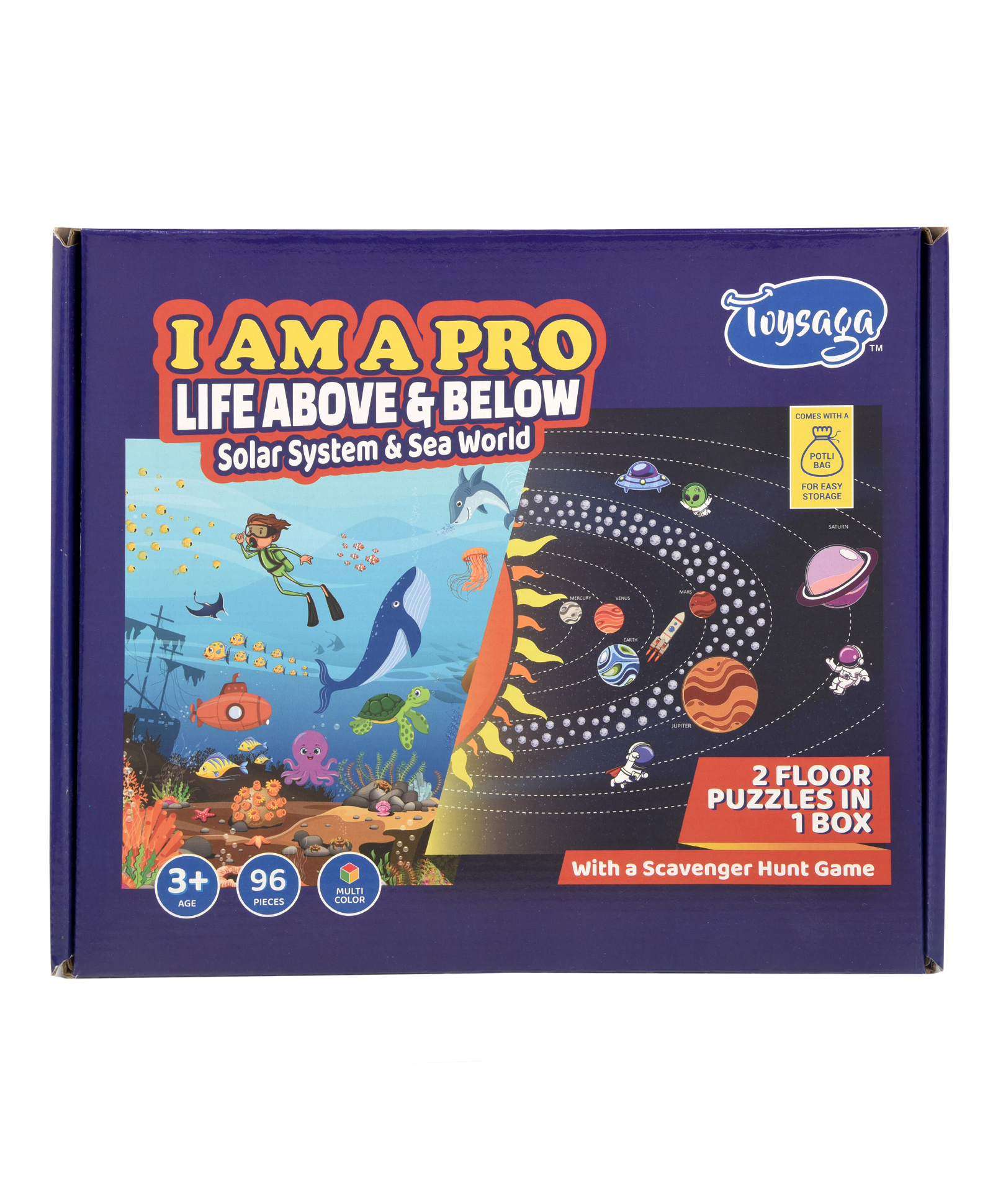 Toysaga I Am A Pro| Life Above & Below: Solar System & Sea World| 96 Pieces (48 Each) Floor Puzzles for Kids Above 3+ Years| Jigsaw Puzzle| Fun Scavenger Hunt Game| Family Games| Gift for Boys & Girls-image-37