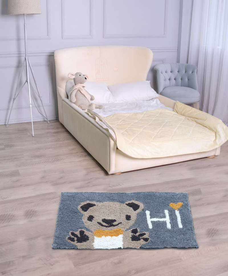 AAZEEMBath Mat for Bathroom Entrance Soft Floor Mat / Doormat for Home / Anti Skid mat for Bathroom / Floor Kids mats for Home Cotton Abstract Doormat /Grey-pack of 1-image-3