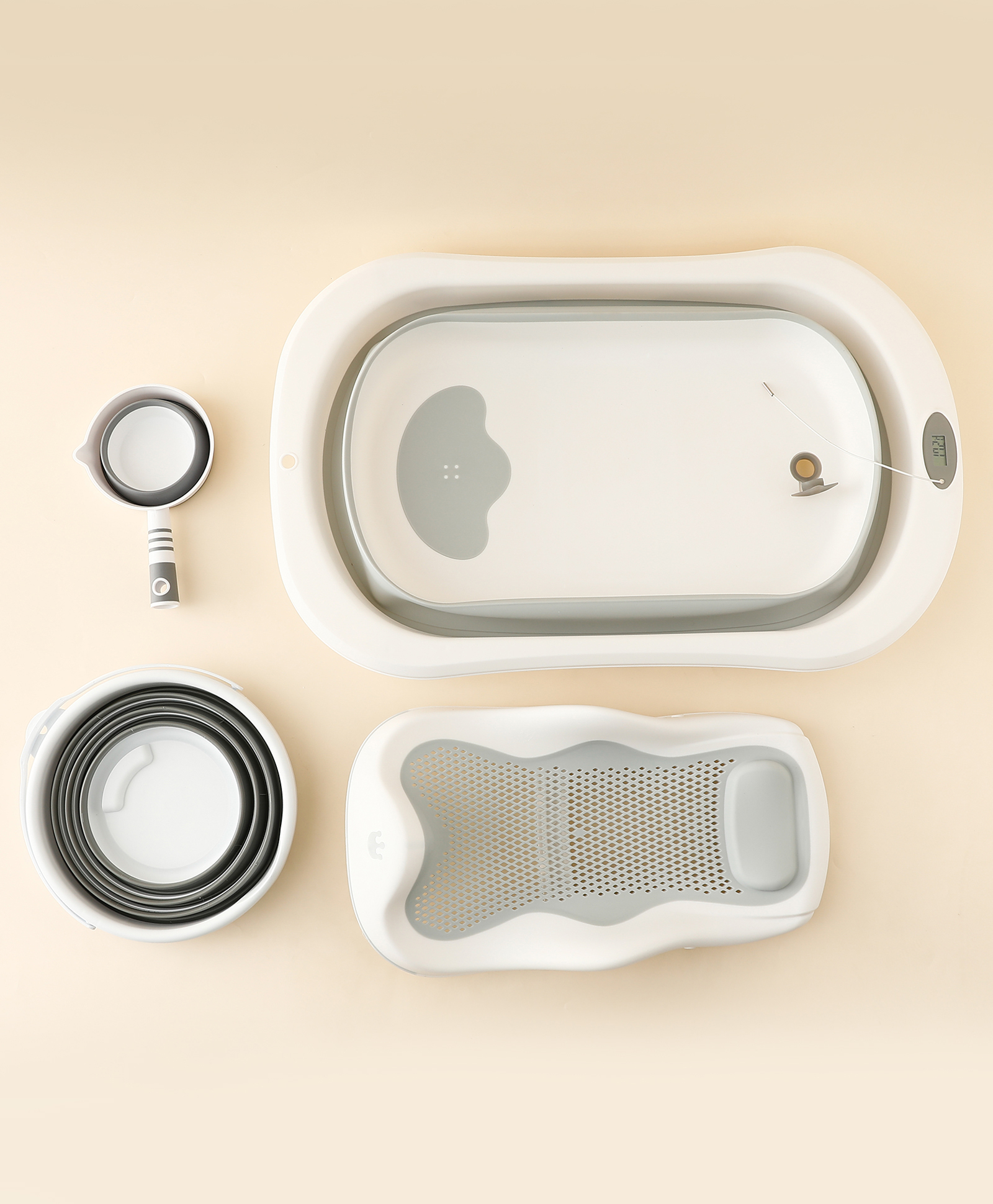 Baby Bath Tub with Accessories - Grey
