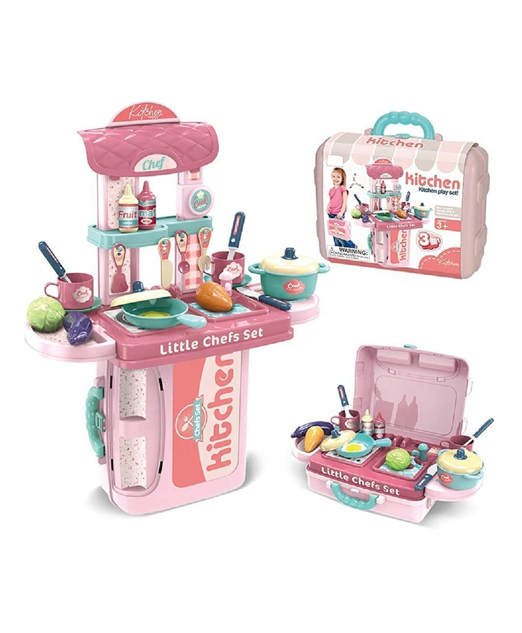 AKN TOYS 3 in 1 Portable Pretend Food Party Role Cooking Kitchen Play Set Toy for Boys and Girls ( Color May Vary)-picture-27