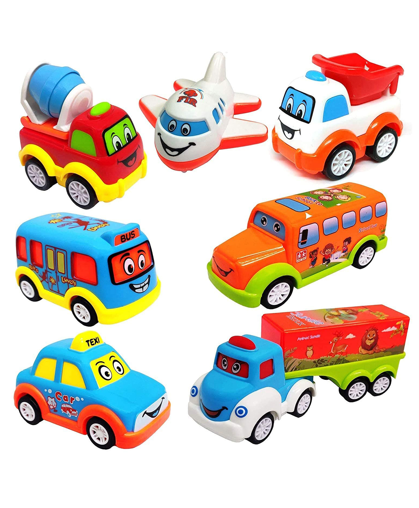 AKN TOYS Pull Back Vehicles Set of 7 Colorful Pull Back car Toy for Kids,Plastic( Color May Vary)-picture-36