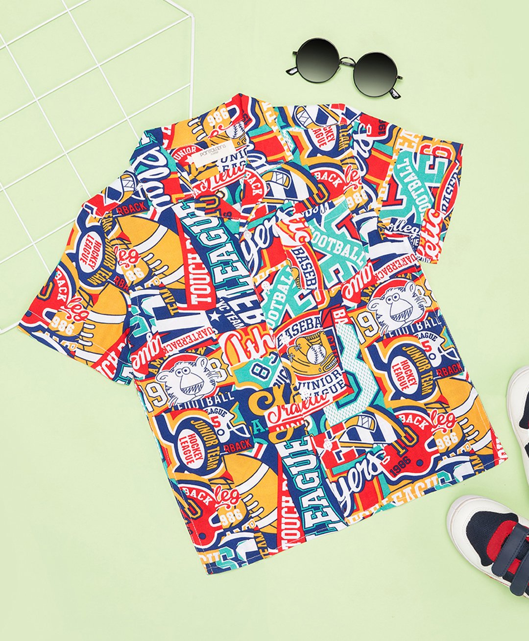 Pantaloons Junior Rayon Half Sleeves Typography Printed Shirt - Multi Colour-picture-30