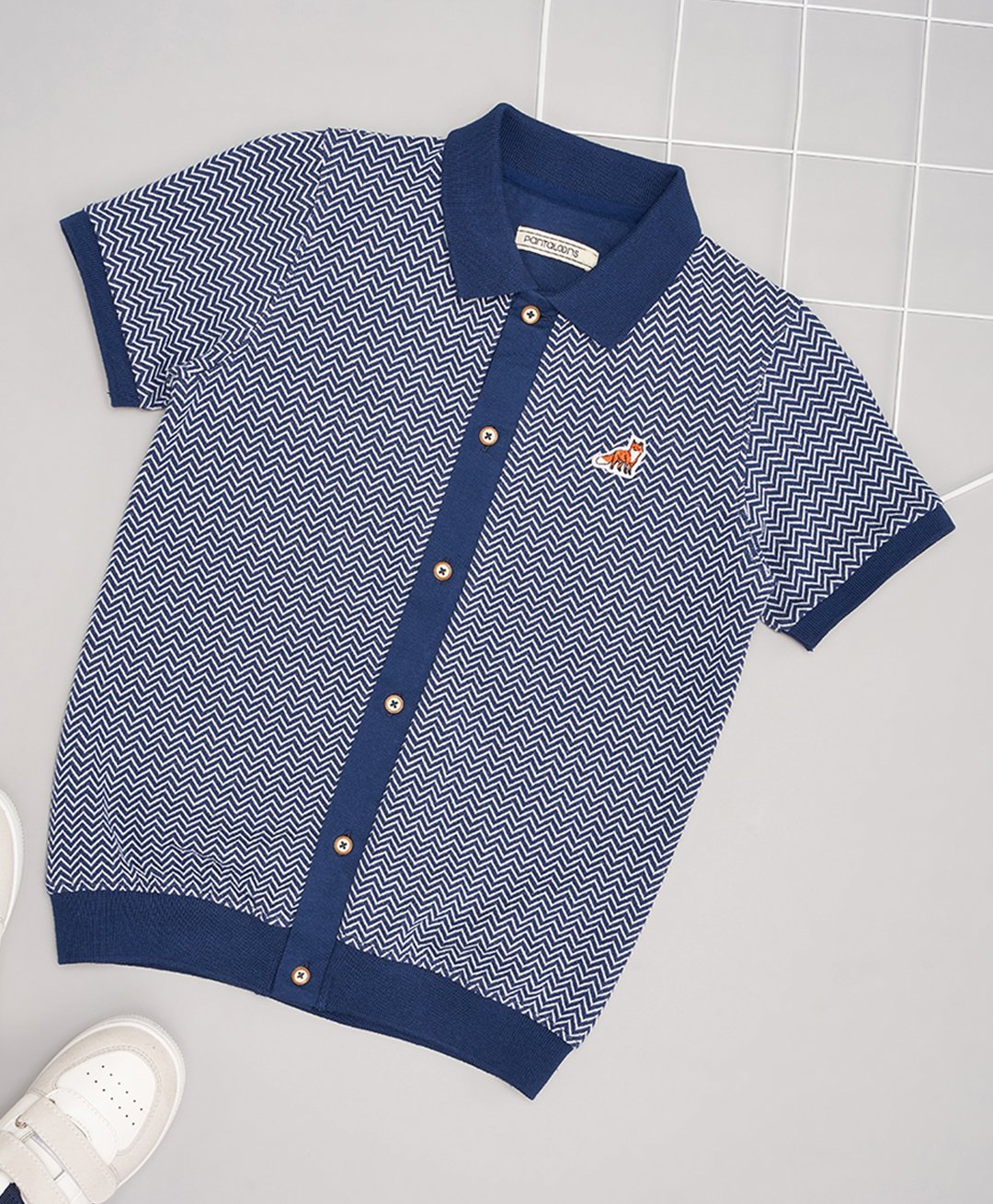 Pantaloons Junior Half Sleeves Chevron Printed Shirt - Navy Blue-picture-25