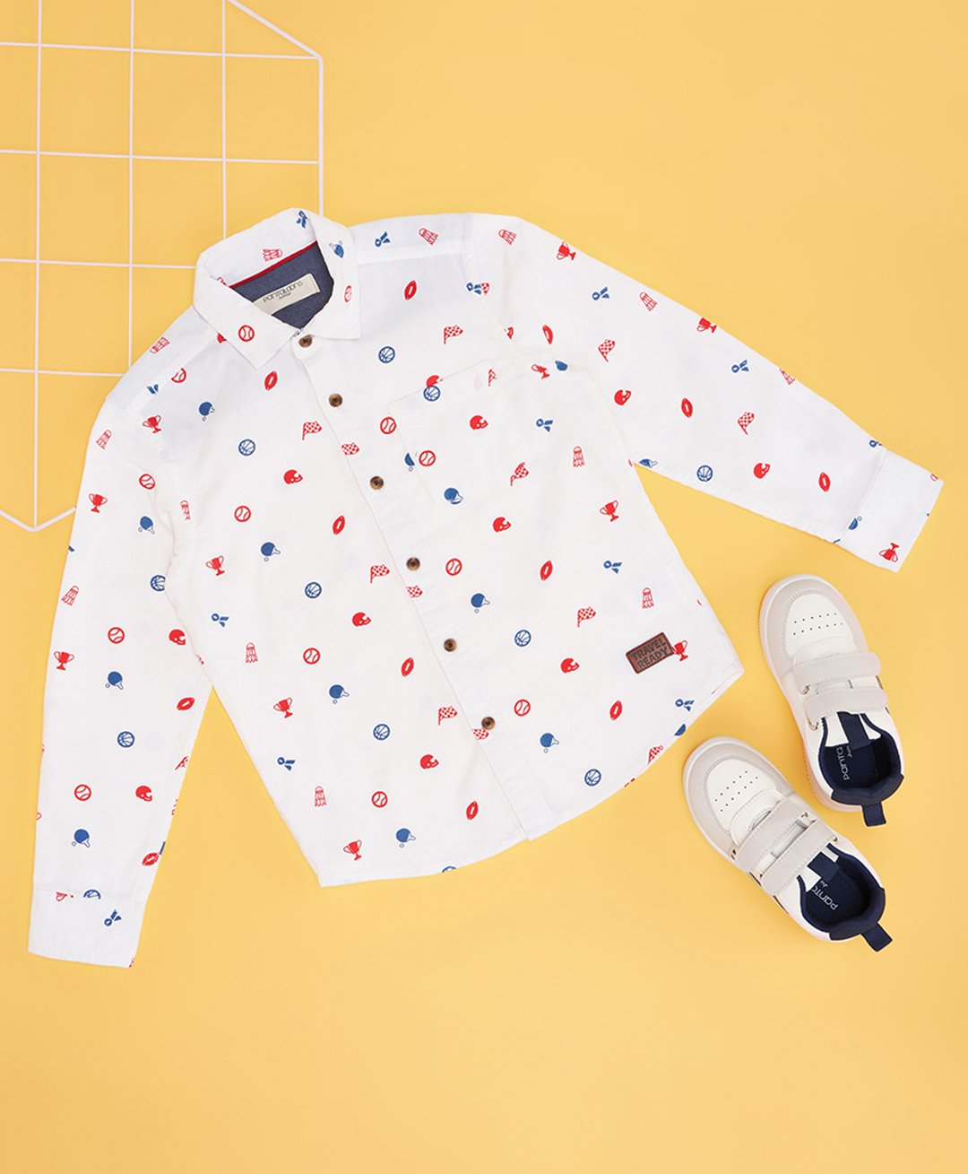 Pantaloons Junior Cotton Full Sleeves Game Theme Printed Shirt - White-picture-20
