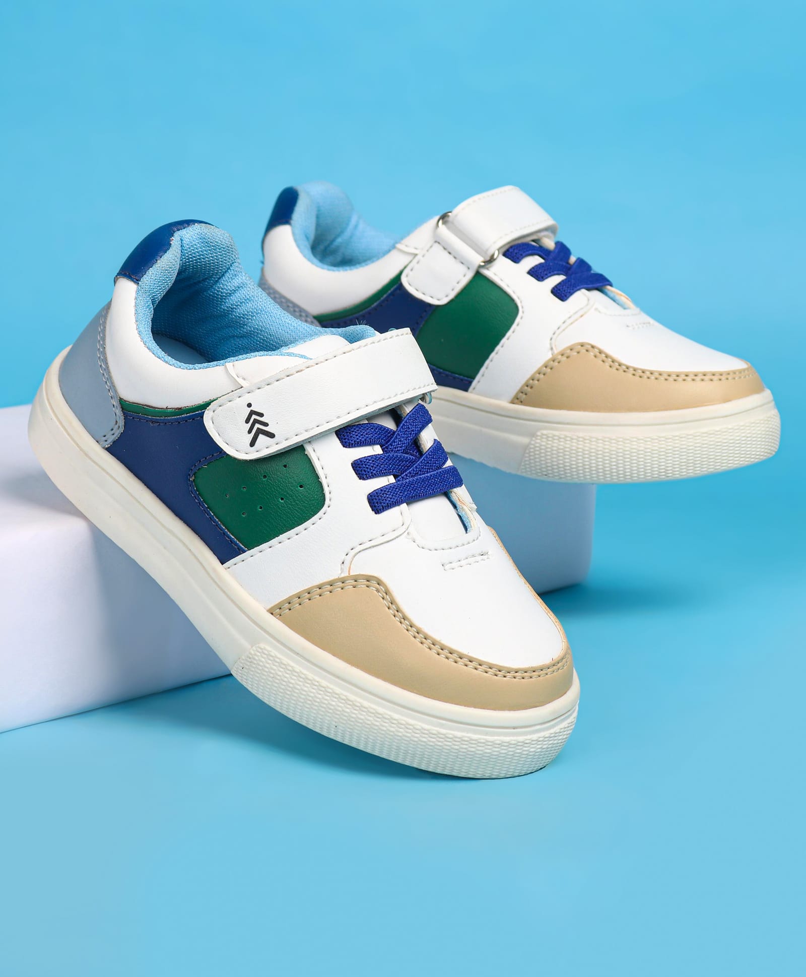 Pine Kids Velcro Closure Casual Shoes - White & Blue-image-26