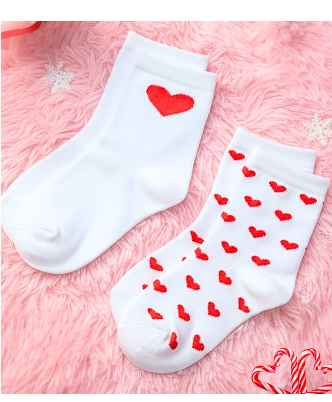 Yellow Bee Cotton Pack Of 2 Hearts Designed Socks - White & Red-image-36