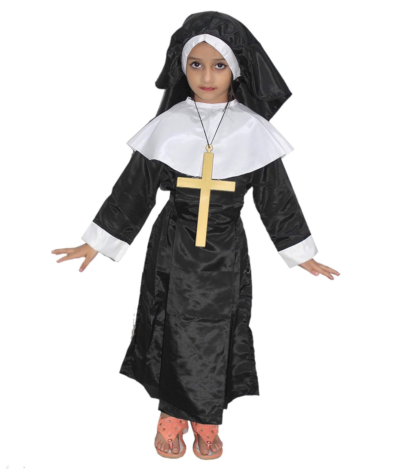 Kaku Fancy Dresses Our Community Helper Nun Costume Set - Black & White-image-14