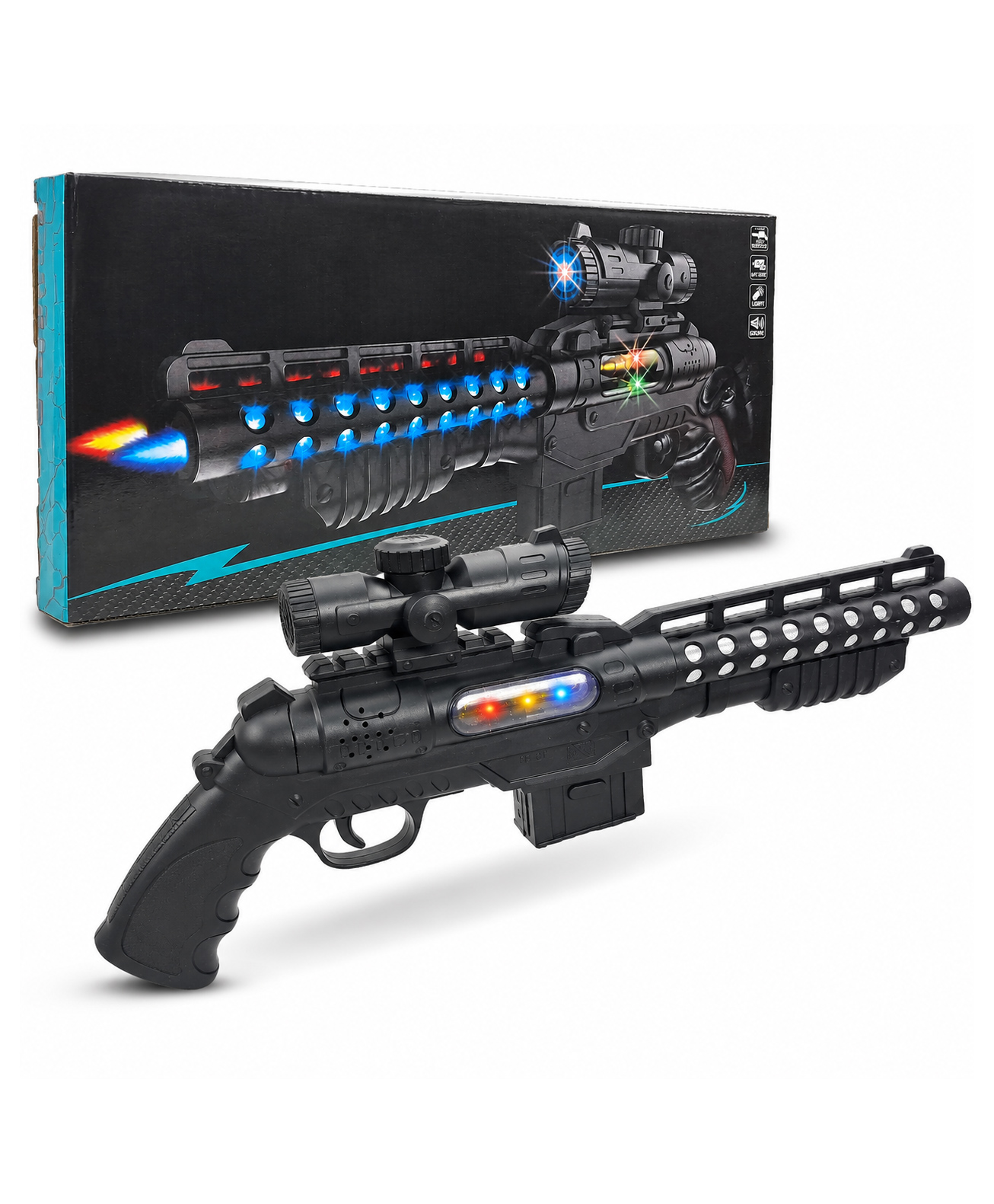 Kiddybuddy Gun Toy for kids with Sound and Light - Black-image-18