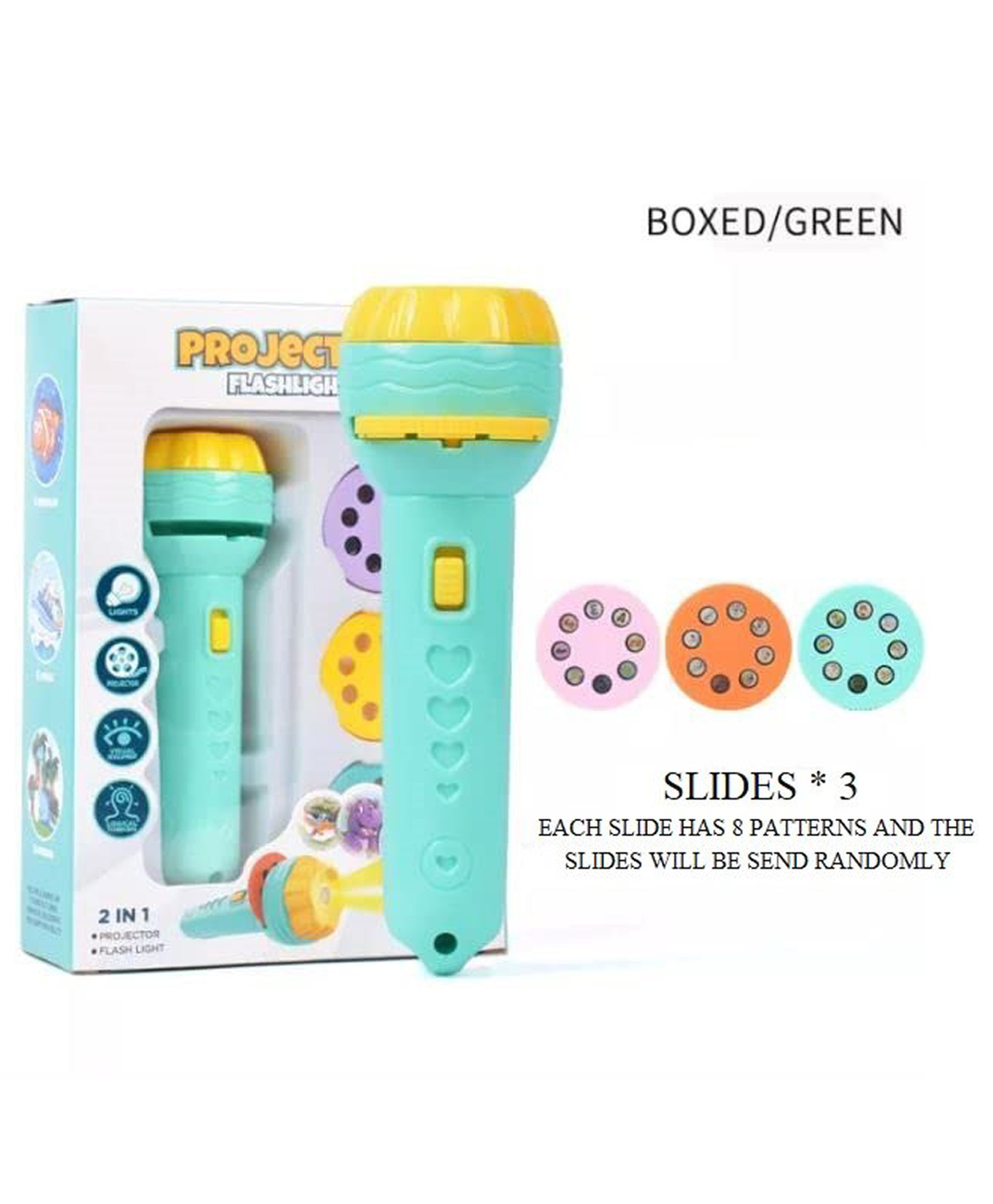KiddyBuddy Projector Torch Slide Flashlight with Patterned Projection - (Color May vary)-image-44