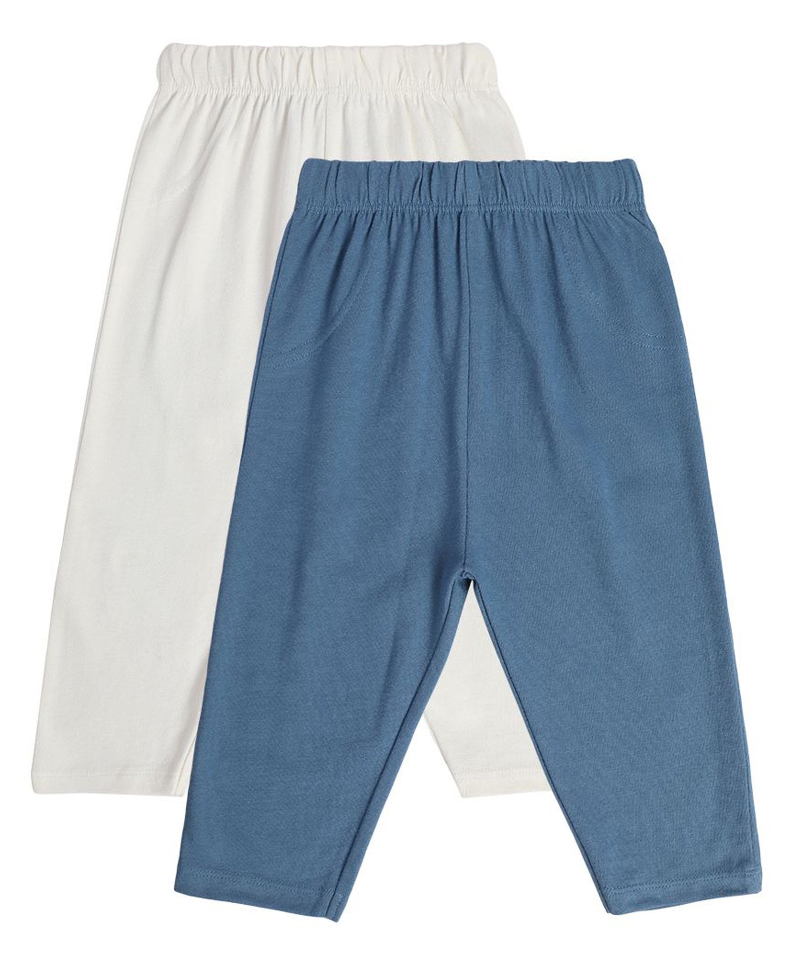 MINI KLUB Cotton Pack Of 2 Solid Pajamas - Off White & Blue-picture-31