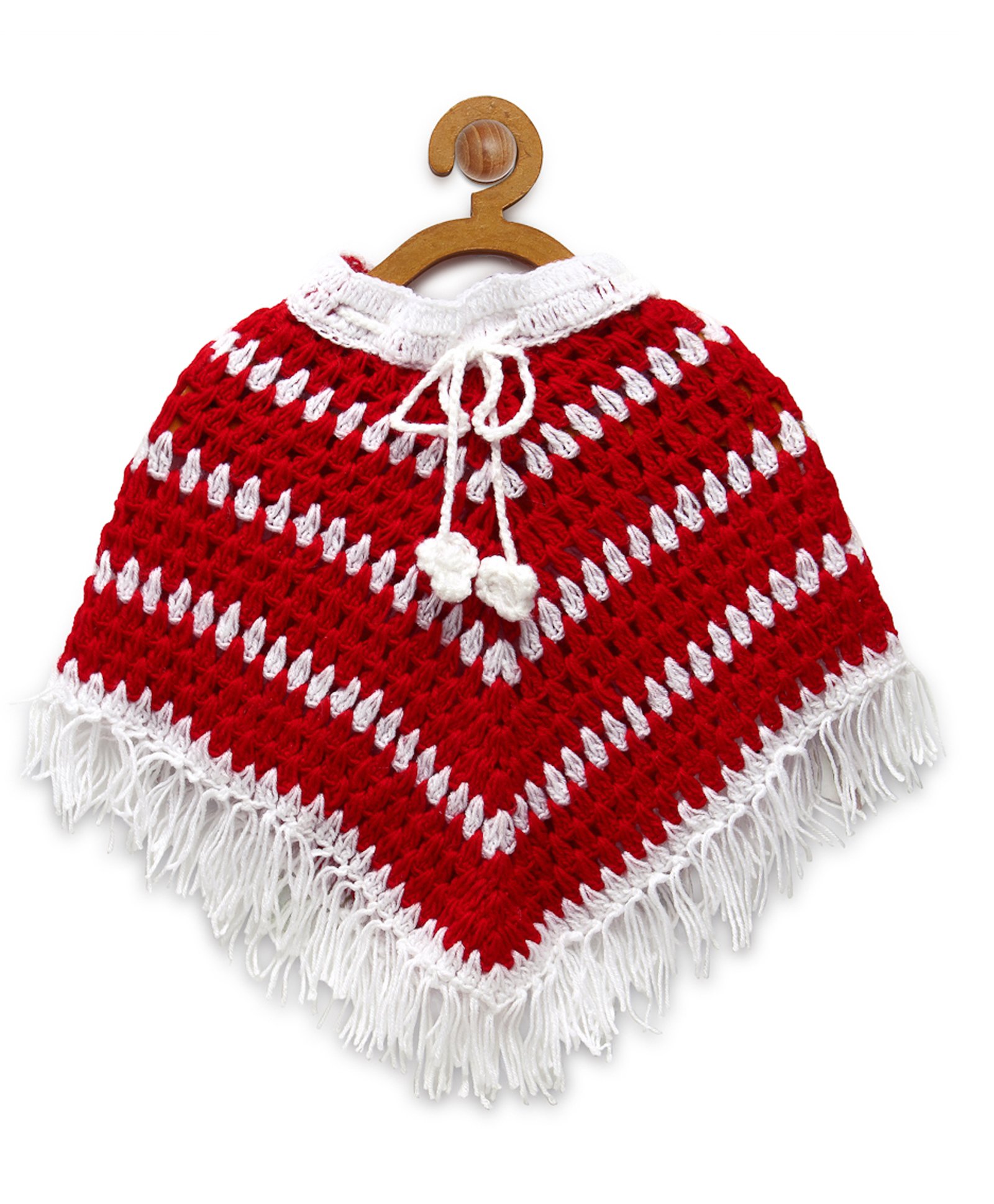 MayRa Knits Christmas Theme Batwing Sleeves Colour Blocked Poncho - Red-picture-11