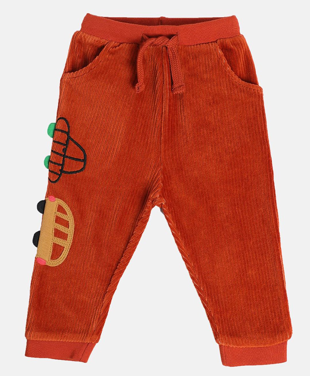MINI KLUB Cotton Car Patch Embroidered Joggers - Orange-image-19