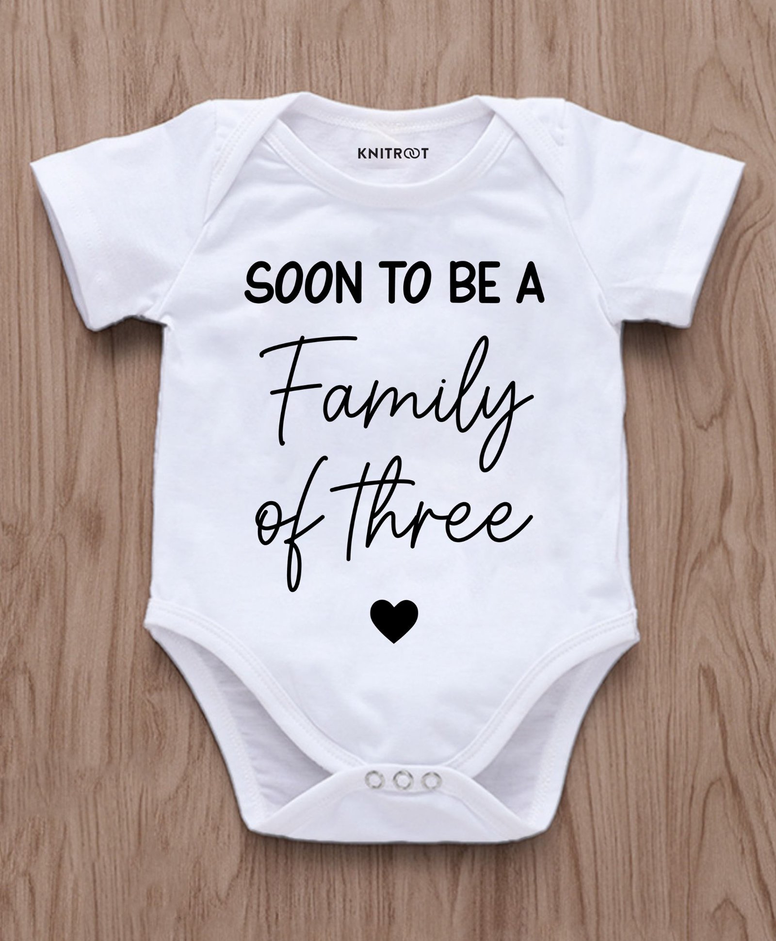 KNITROOT Announcement Theme Half Sleeves Soon To Be A Family Of Three Text Printed Onesie - White-image-43